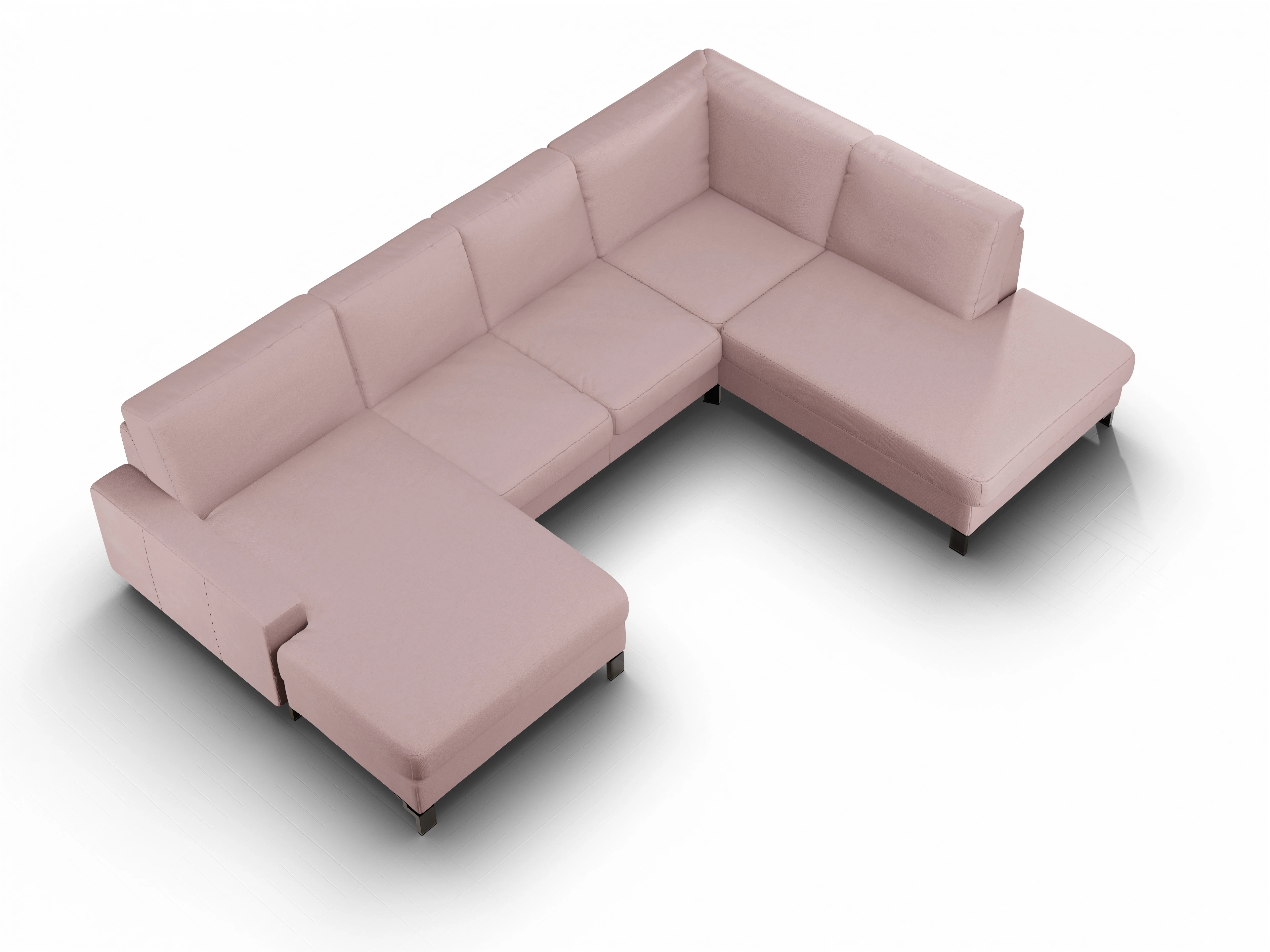 Ansicht des Produktes Casco 2.0 Wohnlandschaft offen beidseitig in Stoff Rosa