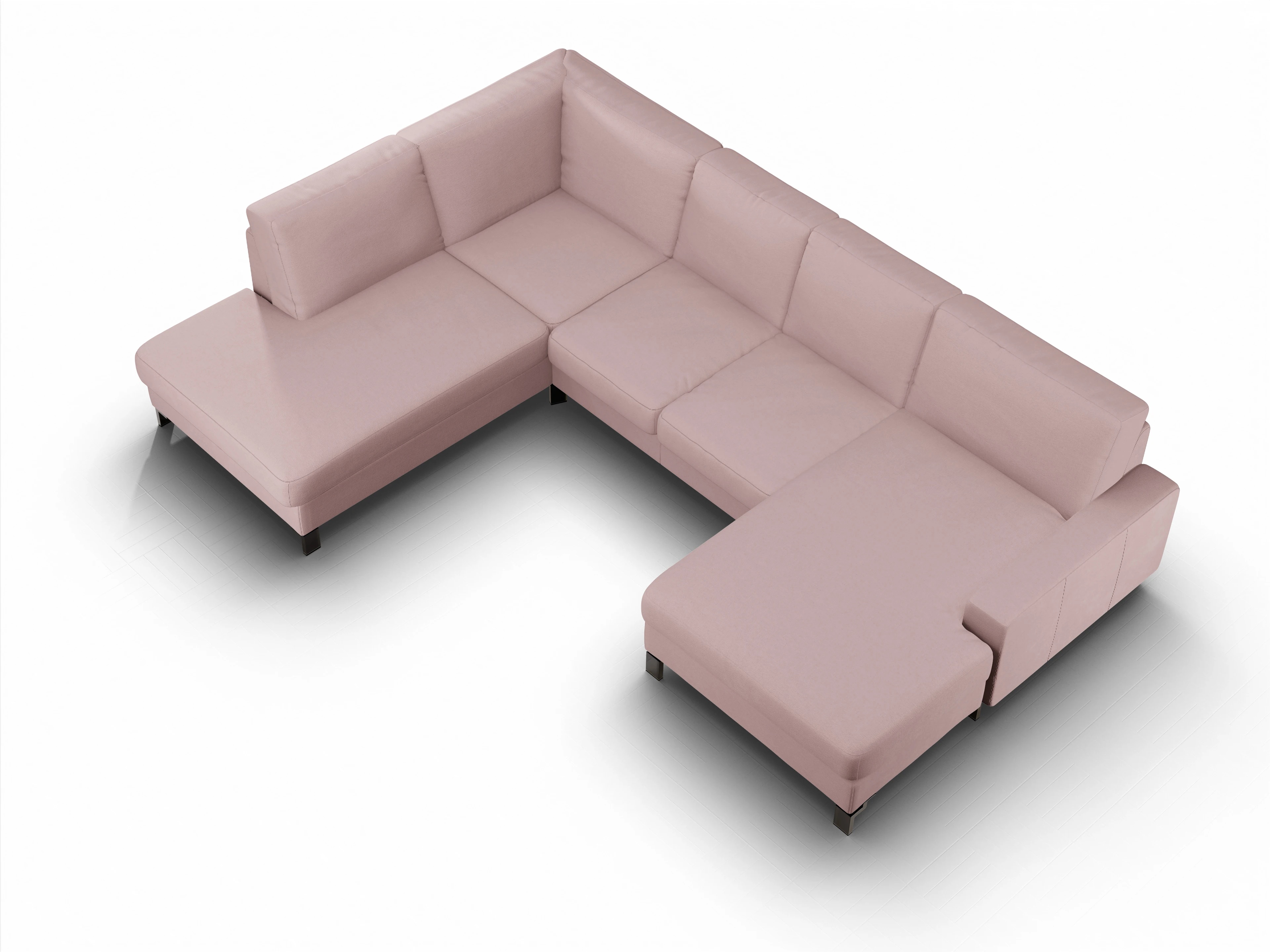 Ansicht des Produktes Casco 2.0 Wohnlandschaft offen beidseitig in Stoff Rosa