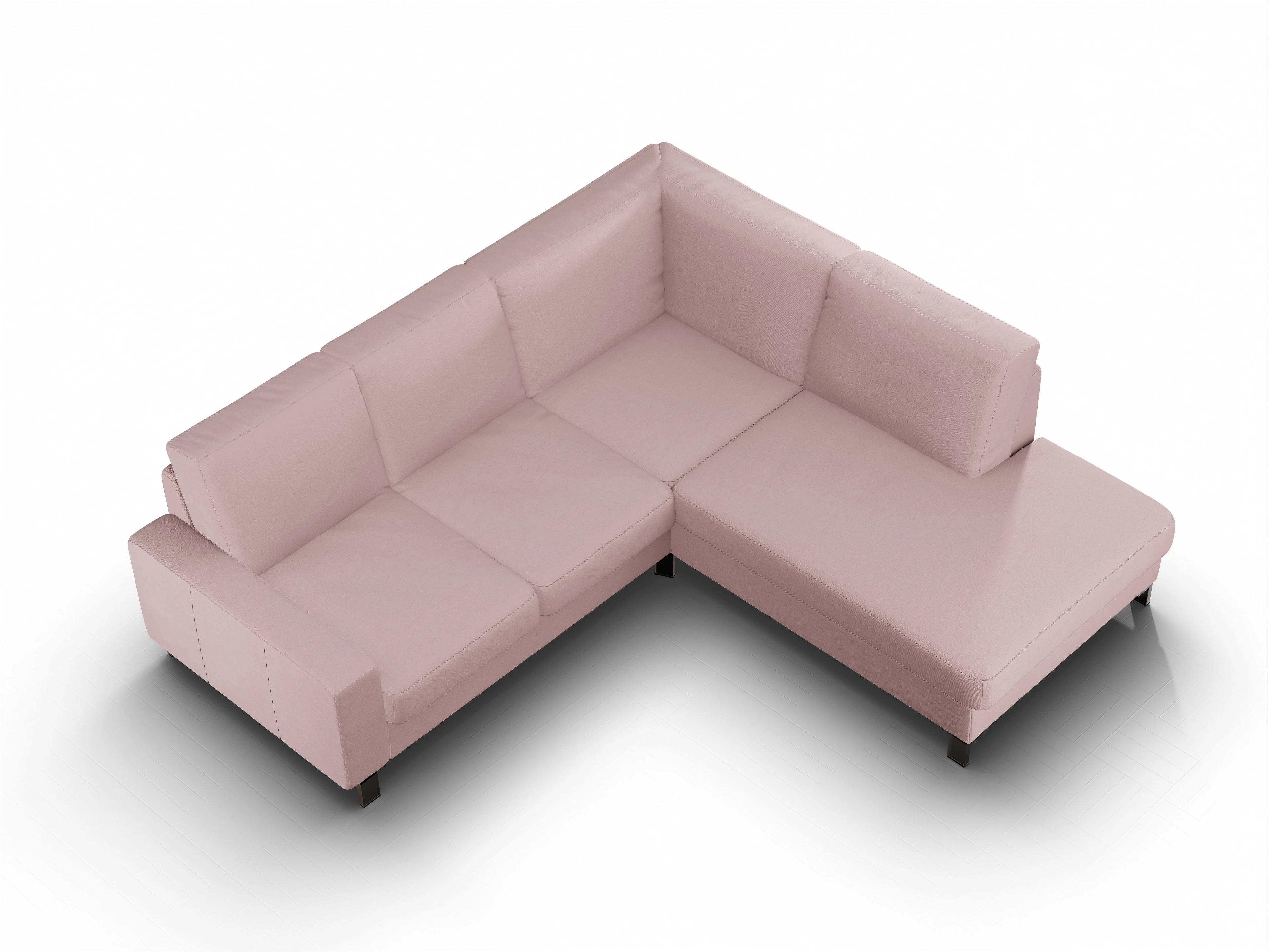 Ansicht des Produktes Casco 2.0 Ecksofa rechts Abschluss offen in Stoff Rosa