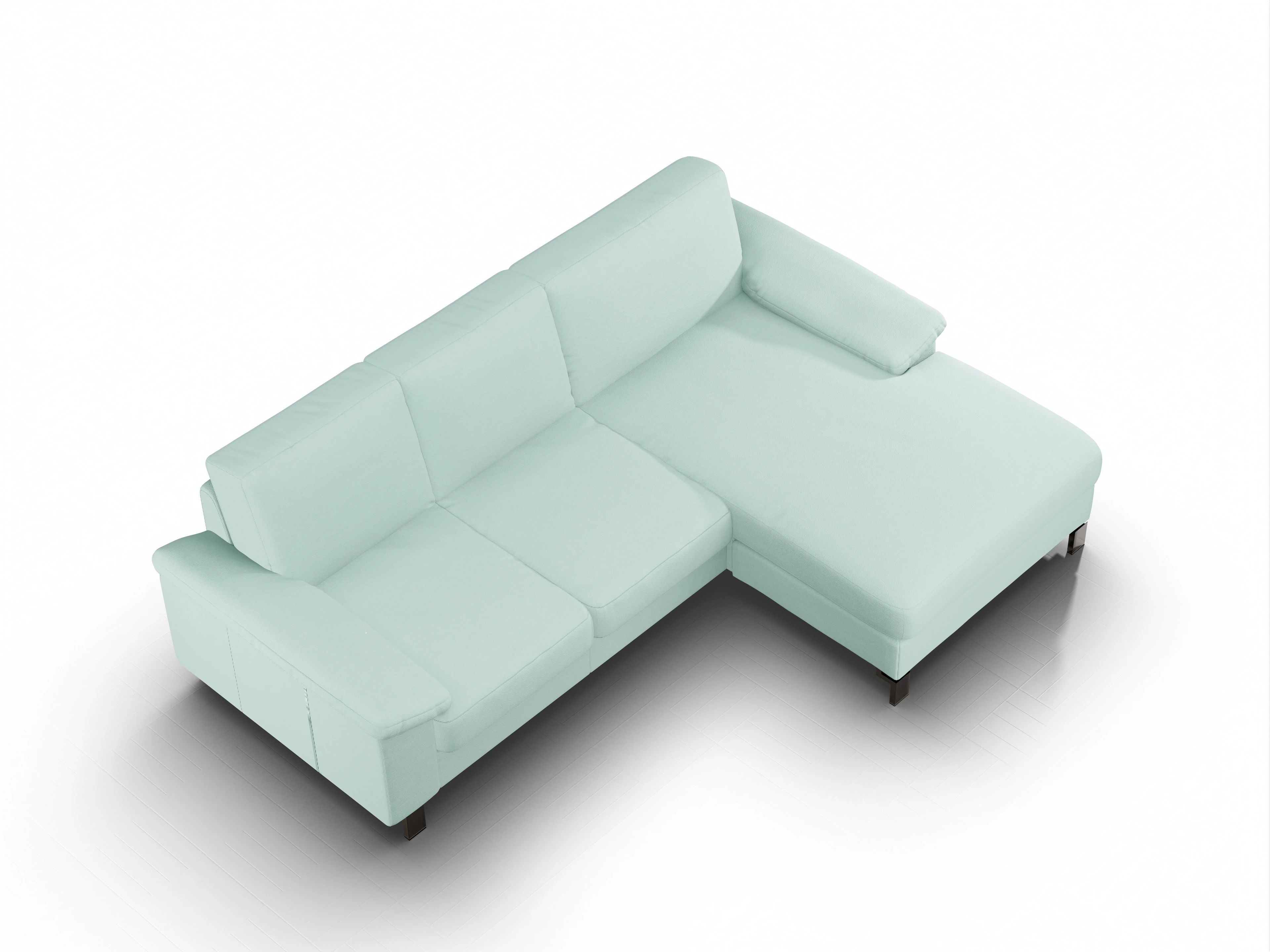 Casco Ecksofa LO Medium R Ansicht des Produktes Casco 2.0 Ecksofa rechts Abschluss offen in Stoff Grün