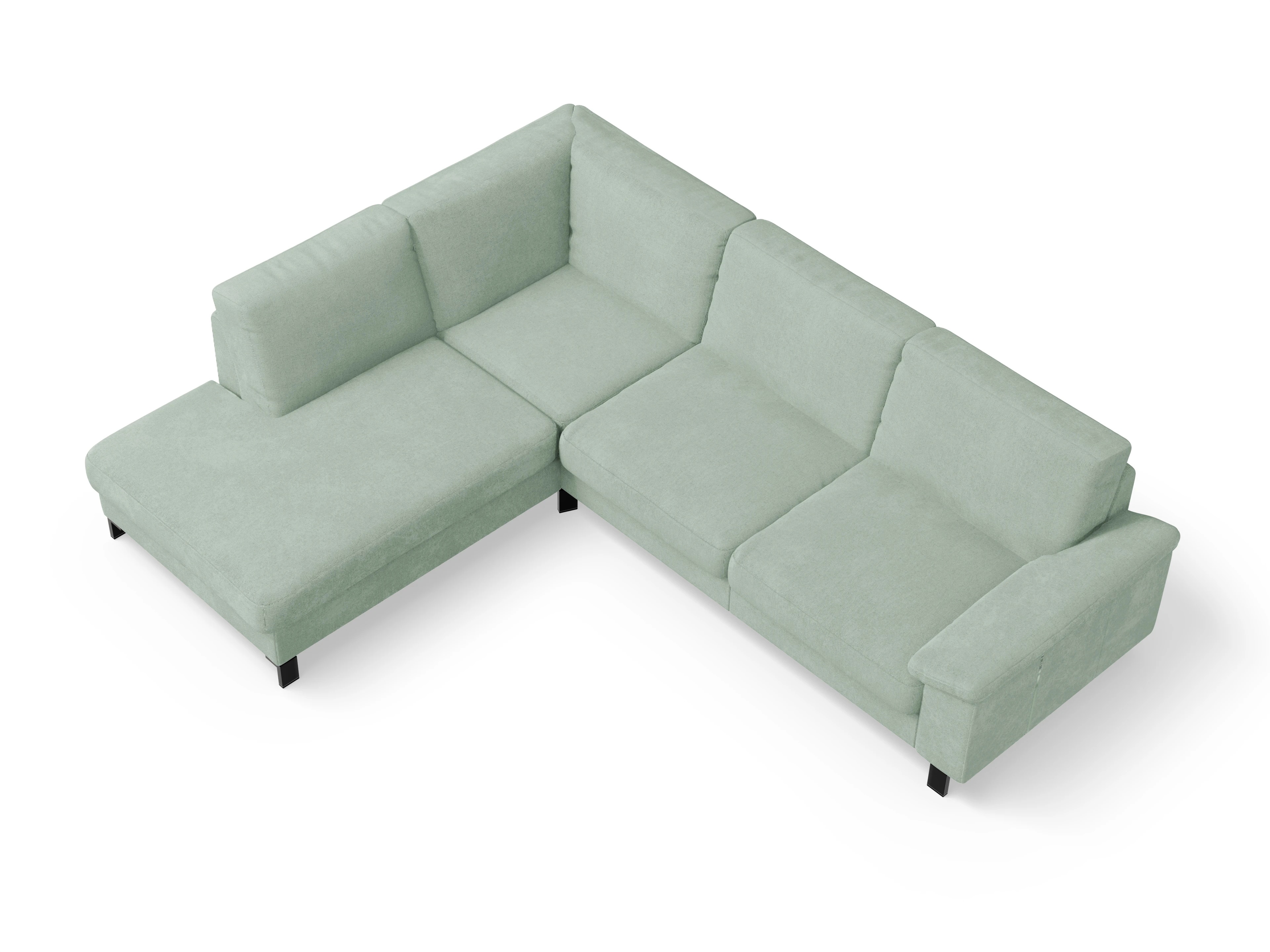 Casco Ecksofa UM Large L Ansicht des Produktes Casco 2.0 Ecksofa links Abschluss offen in Stoff Grün
