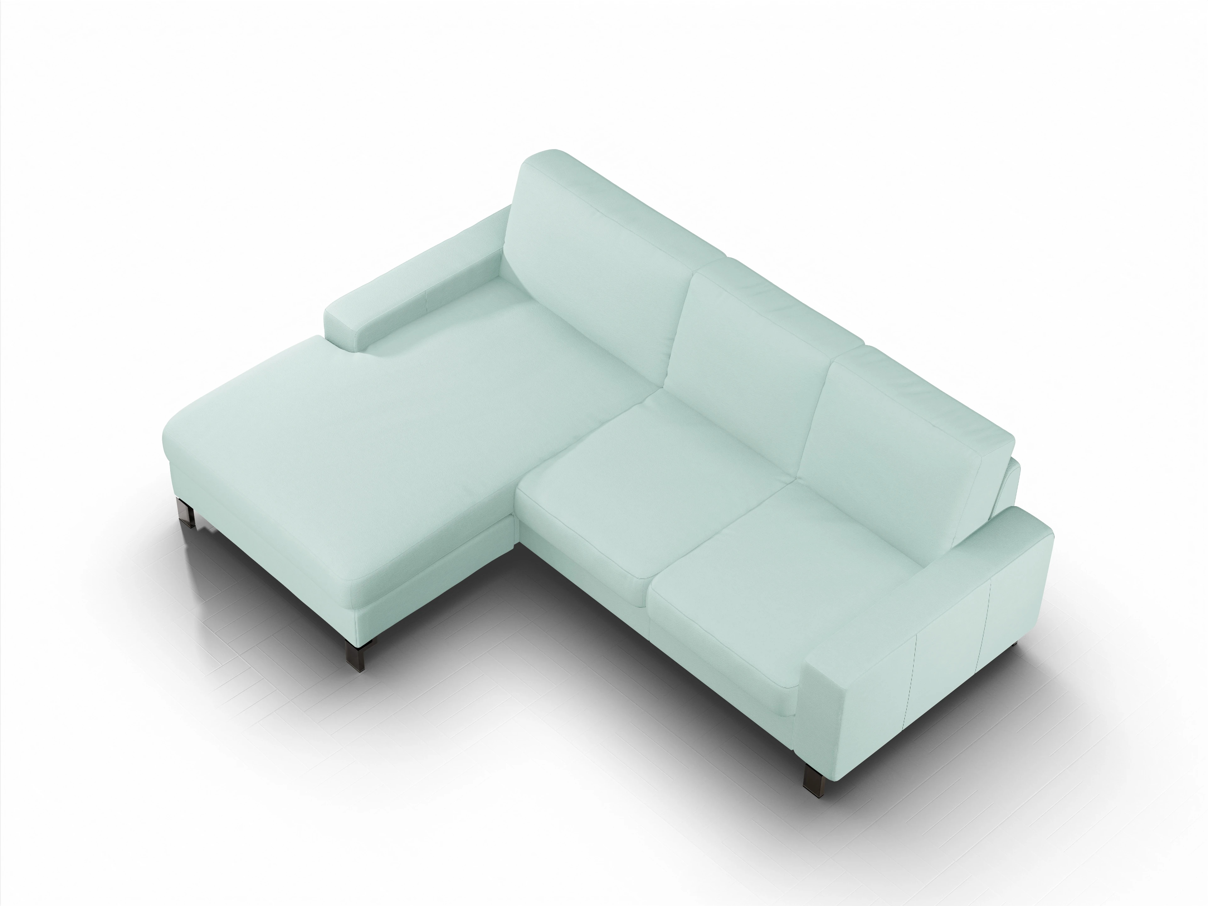 Ansicht des Produktes Casco 2.0 Ecksofa links Abschluss offen in Stoff Grün