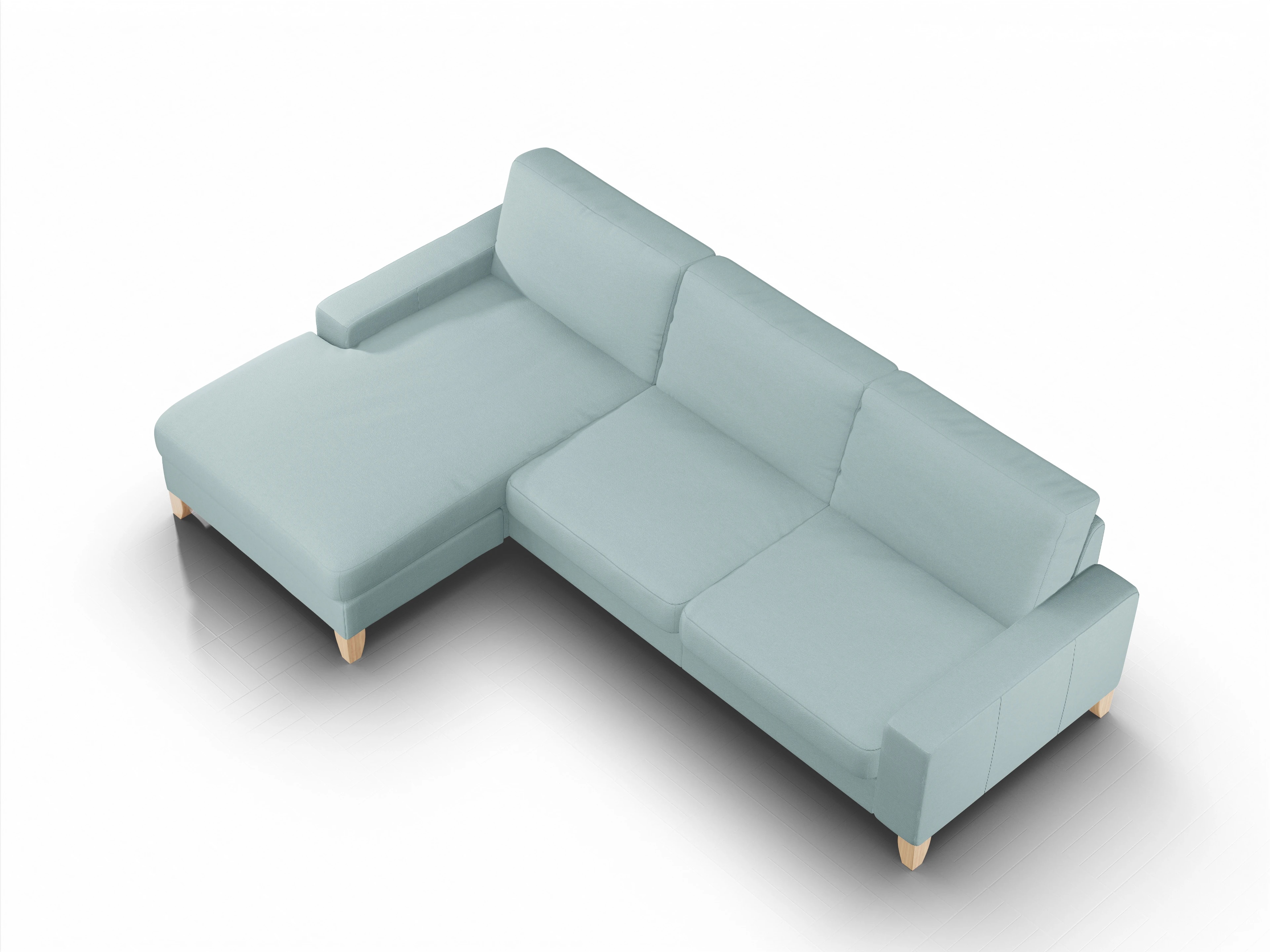 Ansicht des Produktes Casco 2.0 Ecksofa links Abschluss offen in Stoff Blau