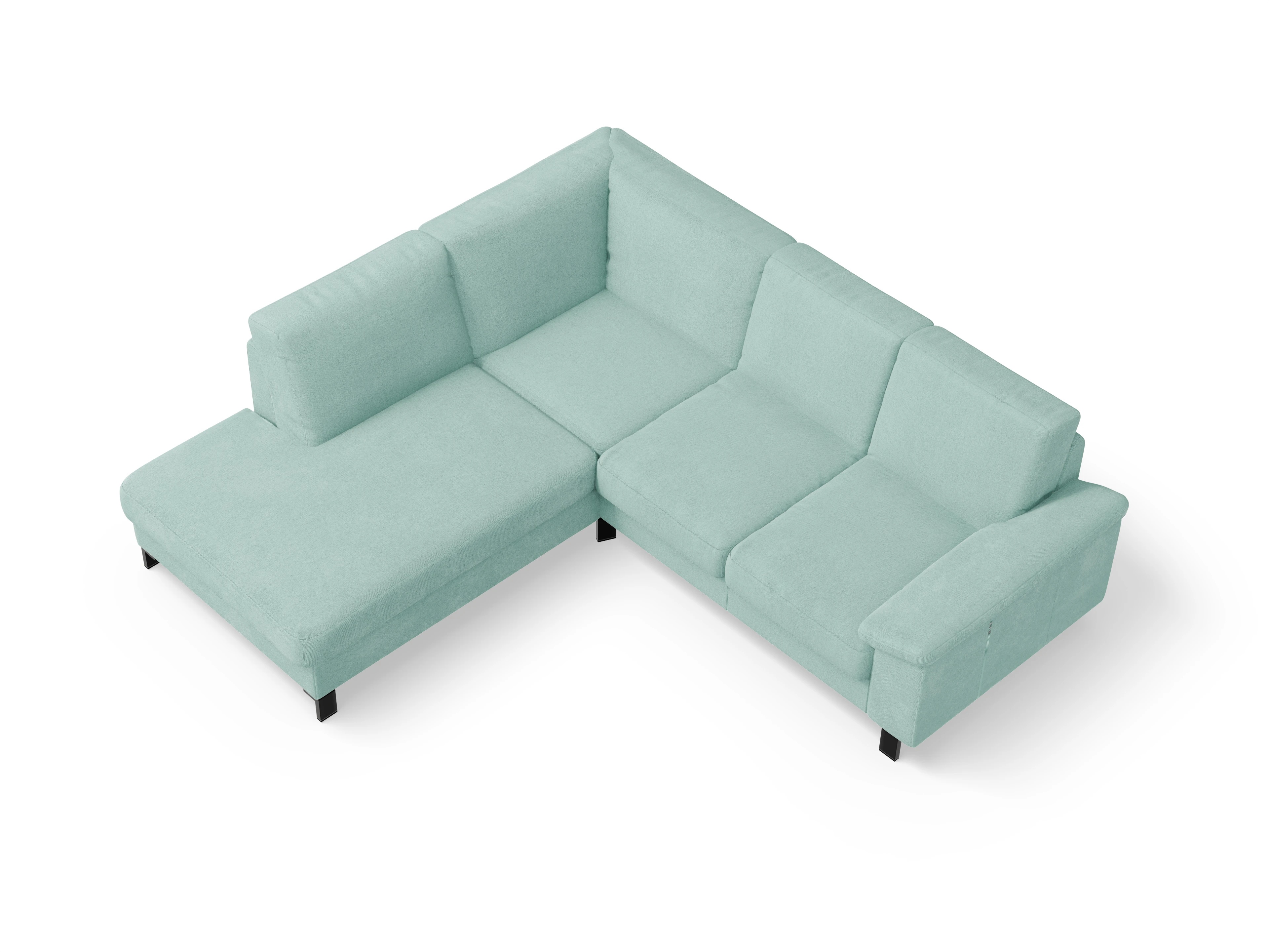 Ansicht des Produktes Casco 2.0 Ecksofa links Abschluss offen in Stoff Blau