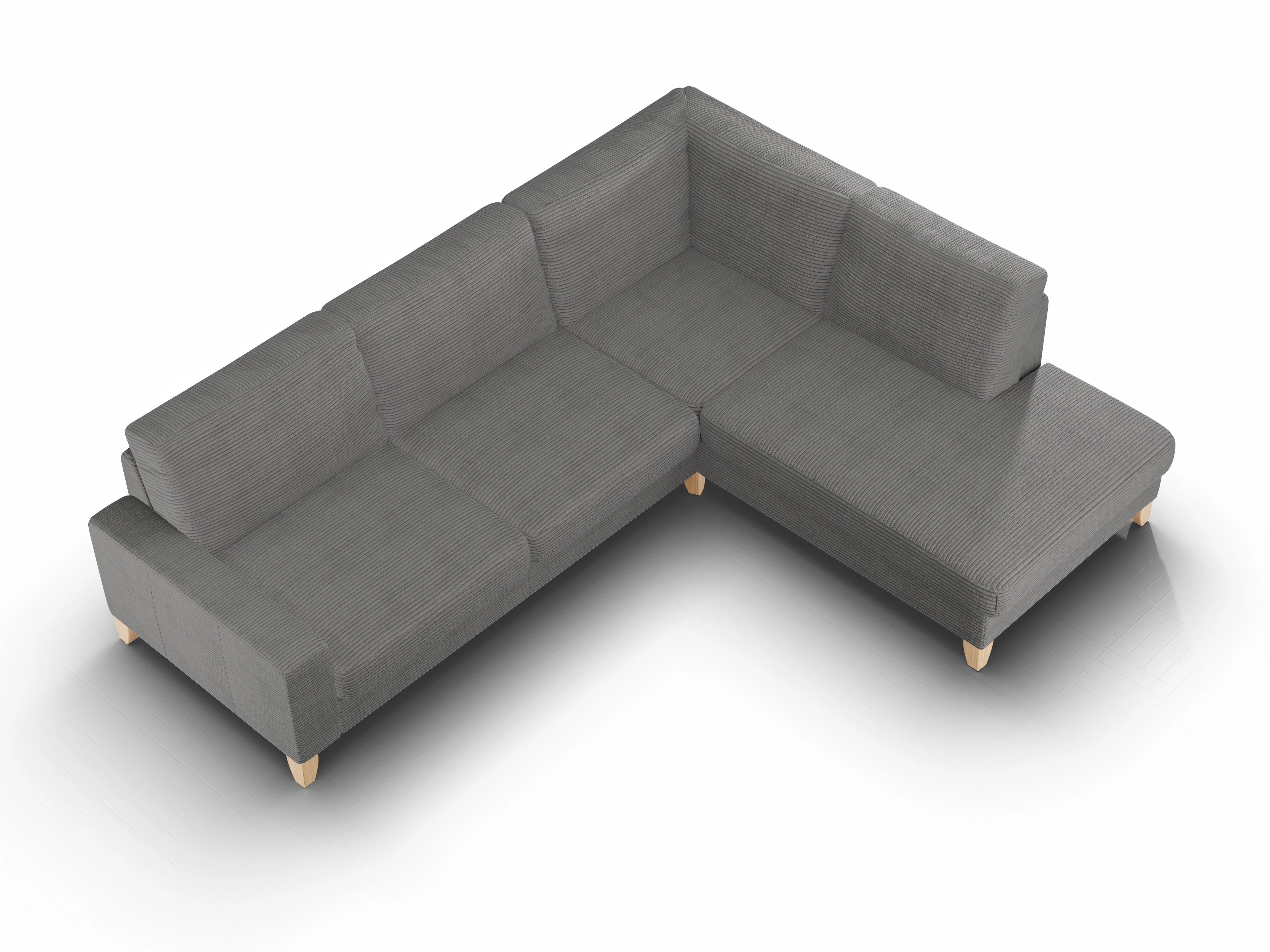 Ansicht des Produktes Casco 2.0 Ecksofa rechts Abschluss offen in Stoff Grau