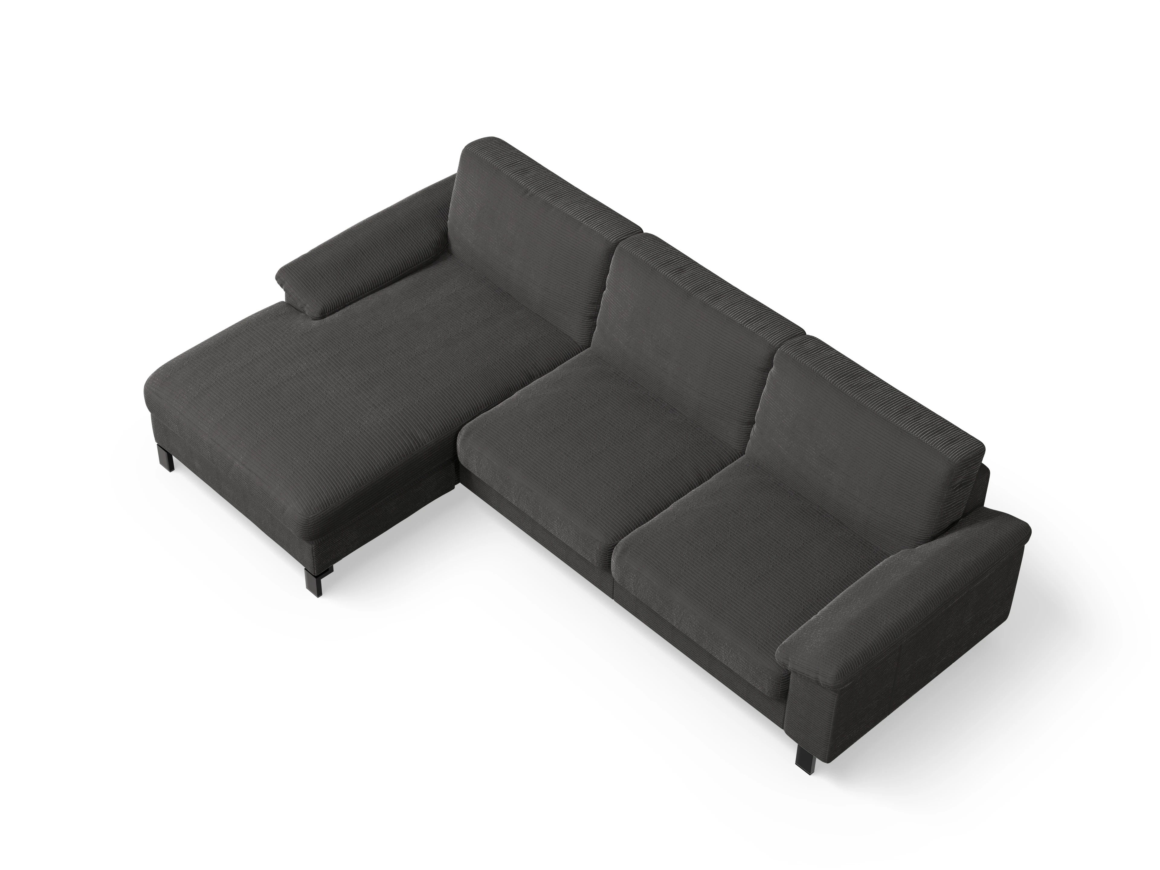 Casco Ecksofa LO Large L Ansicht des Produktes Casco 2.0 Ecksofa links Abschluss offen in Stoff Grau