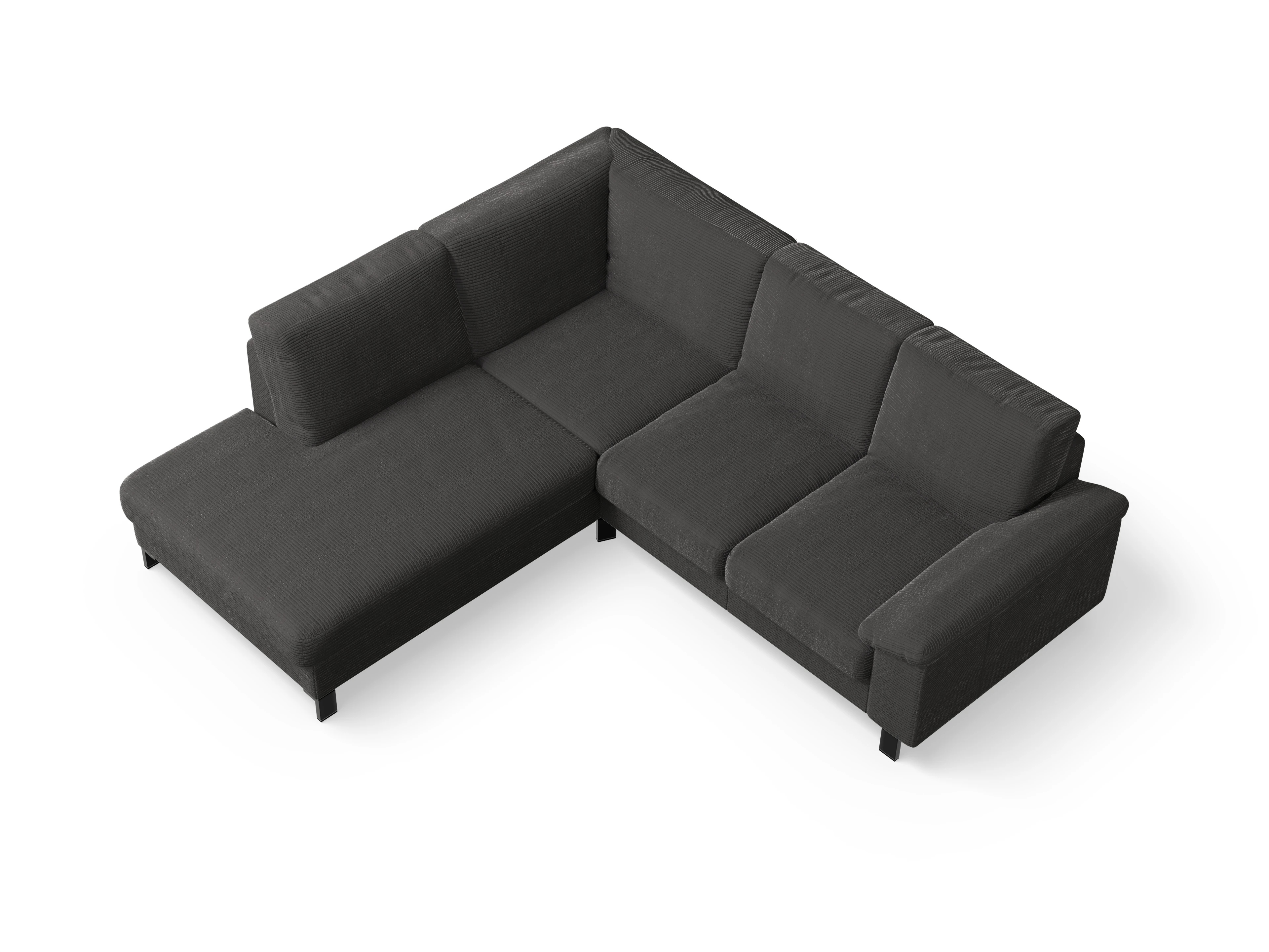 Casco Ecksofa UM Small L Ansicht des Produktes Casco 2.0 Ecksofa links Abschluss offen in Stoff Grau