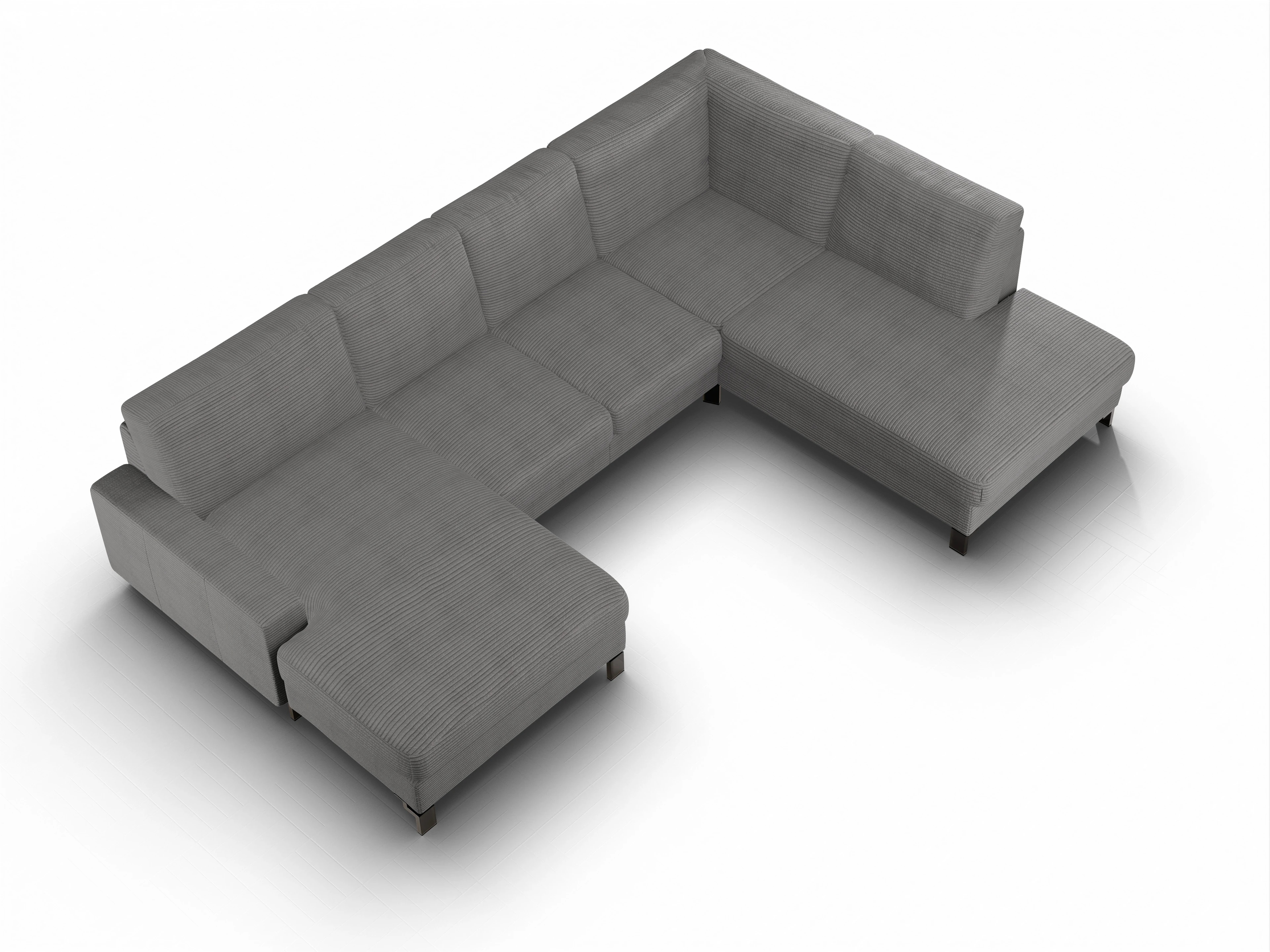 Ansicht des Produktes Casco 2.0 Wohnlandschaft offen beidseitig in Stoff Grau