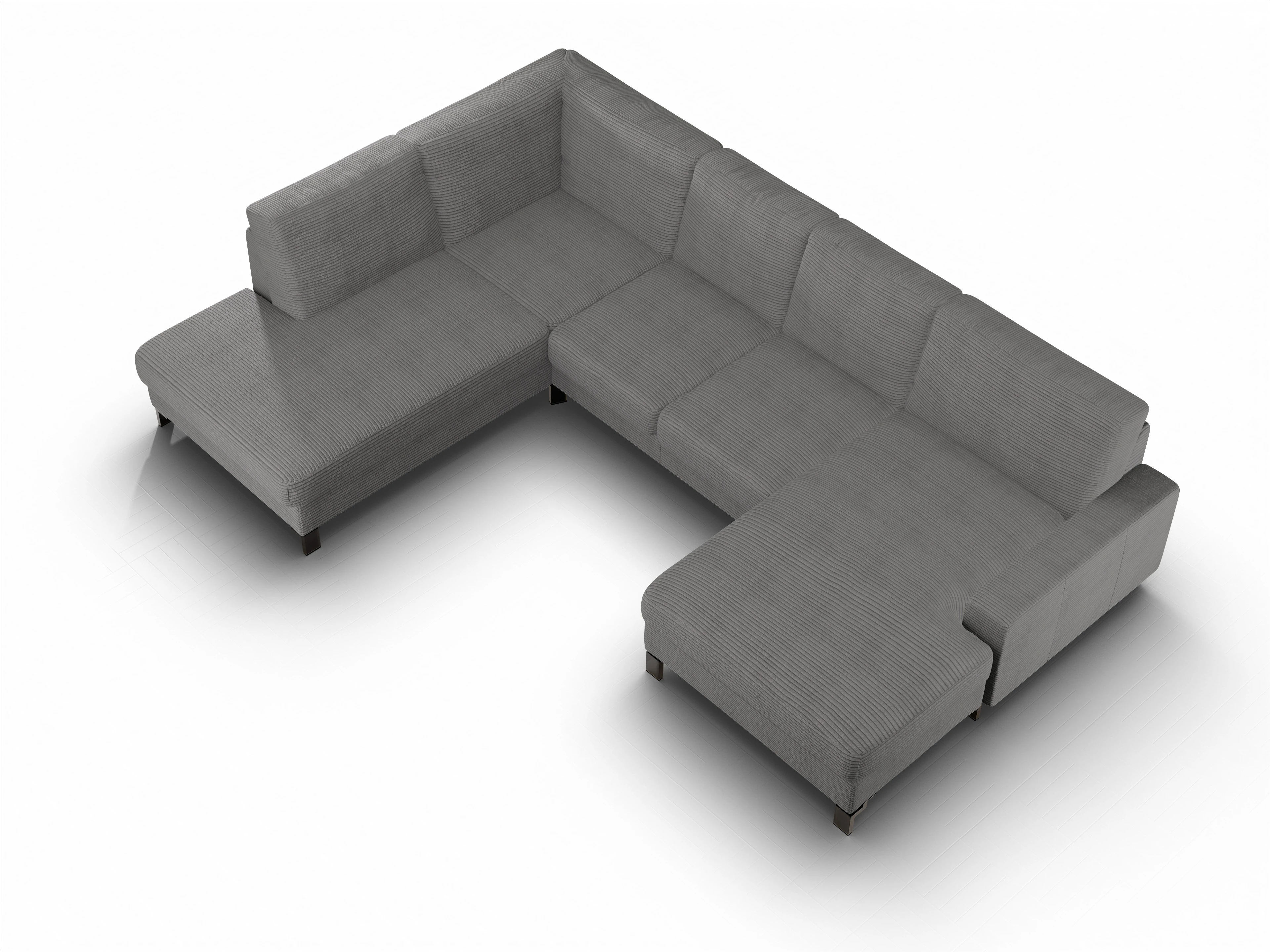 Ansicht des Produktes Casco 2.0 Wohnlandschaft offen beidseitig in Stoff Grau