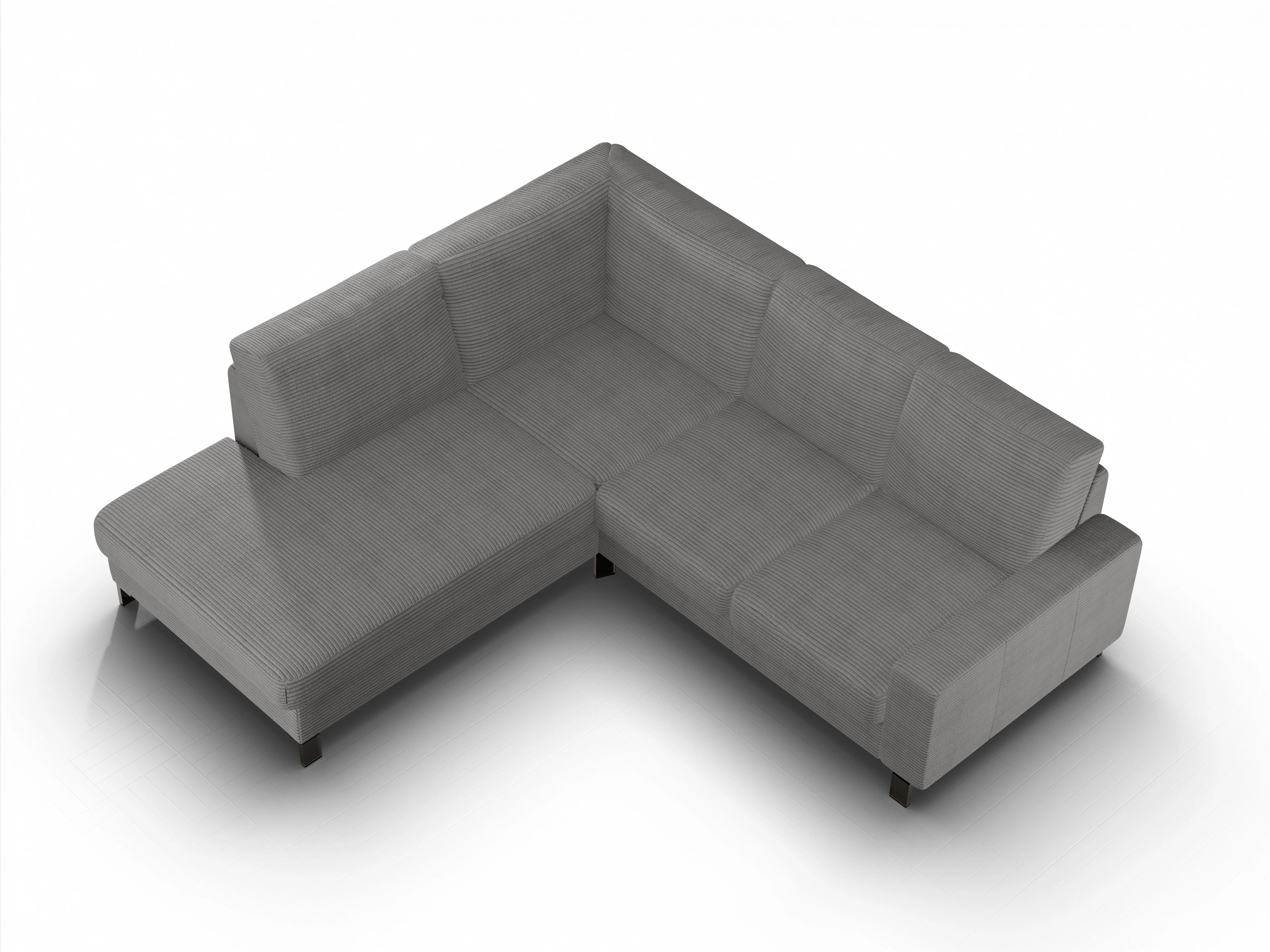 Ansicht des Produktes Casco 2.0 Ecksofa links Abschluss offen in Stoff Grau