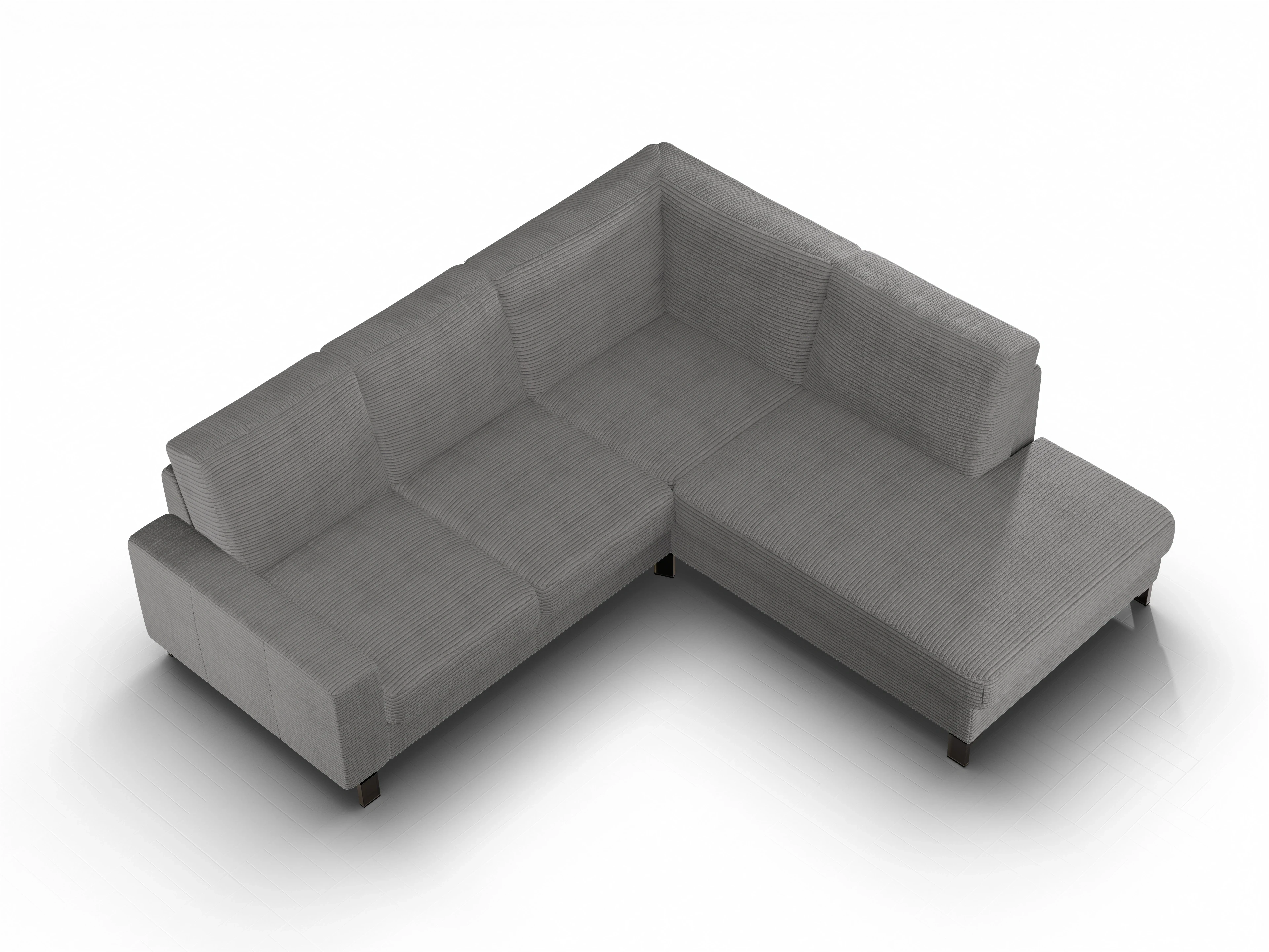 Ansicht des Produktes Casco 2.0 Ecksofa rechts Abschluss offen in Stoff Grau