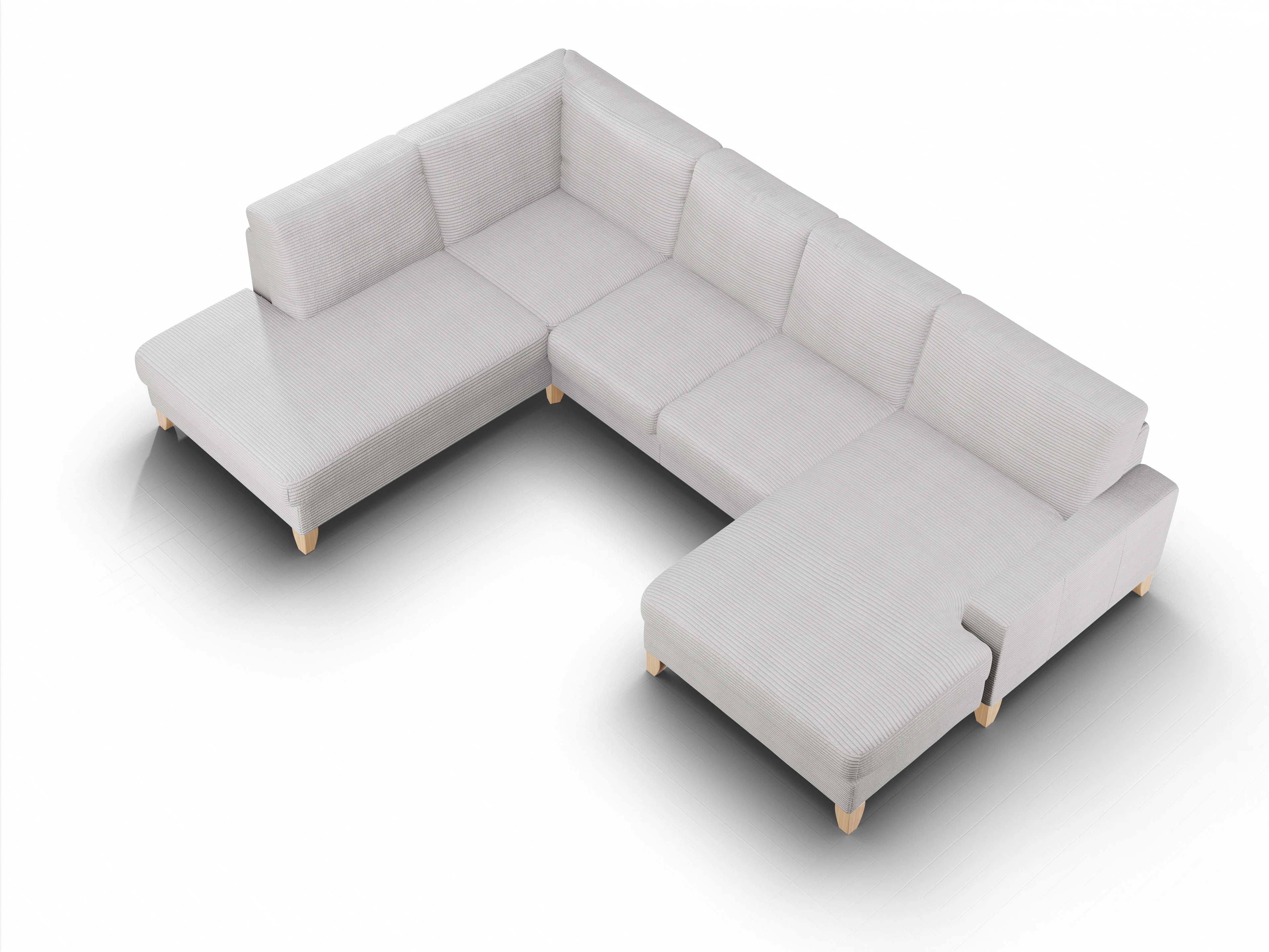 Ansicht des Produktes Casco 2.0 Wohnlandschaft offen beidseitig in Stoff Grau