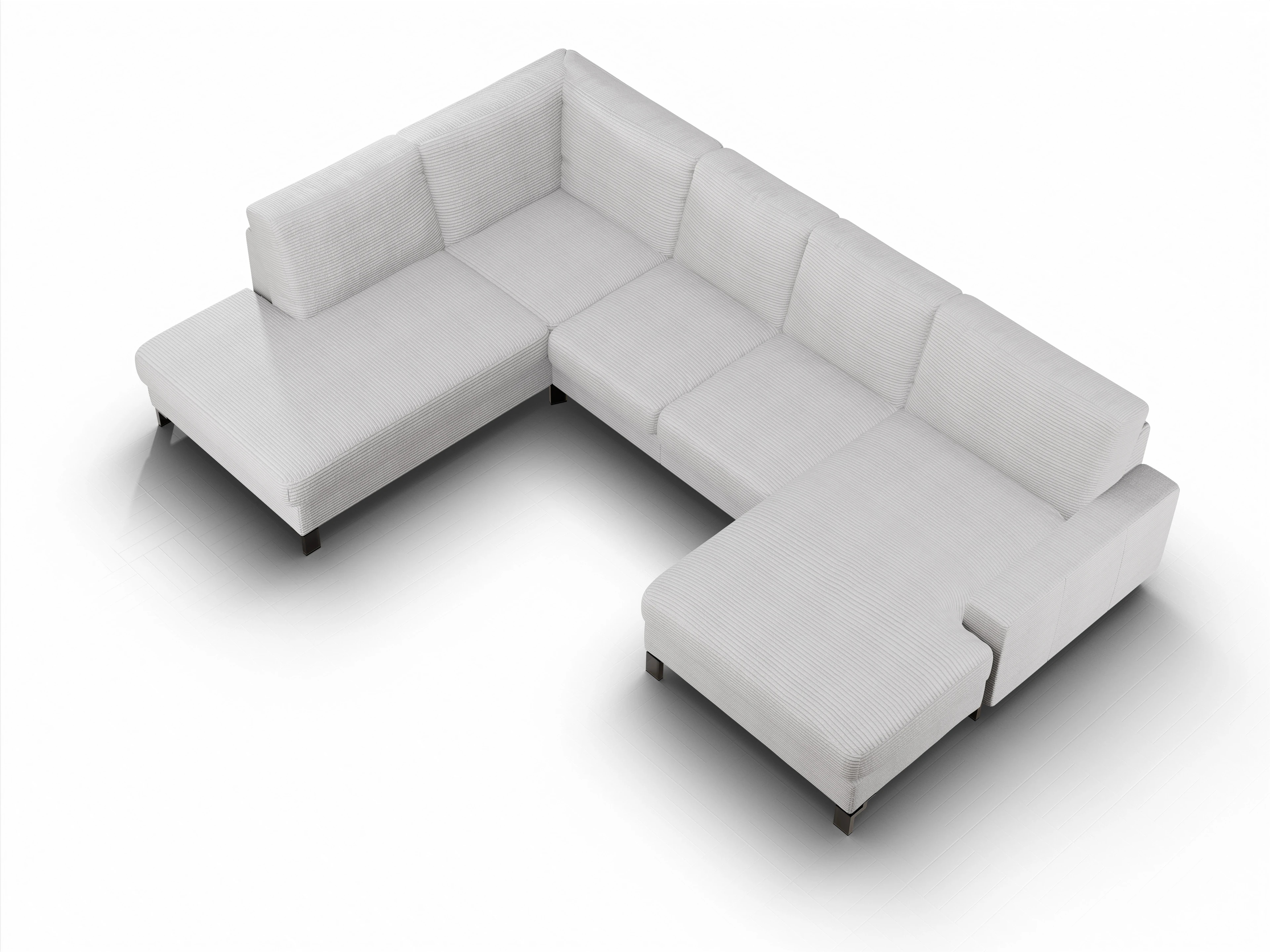 Ansicht des Produktes Casco 2.0 Wohnlandschaft offen beidseitig in Stoff Grau