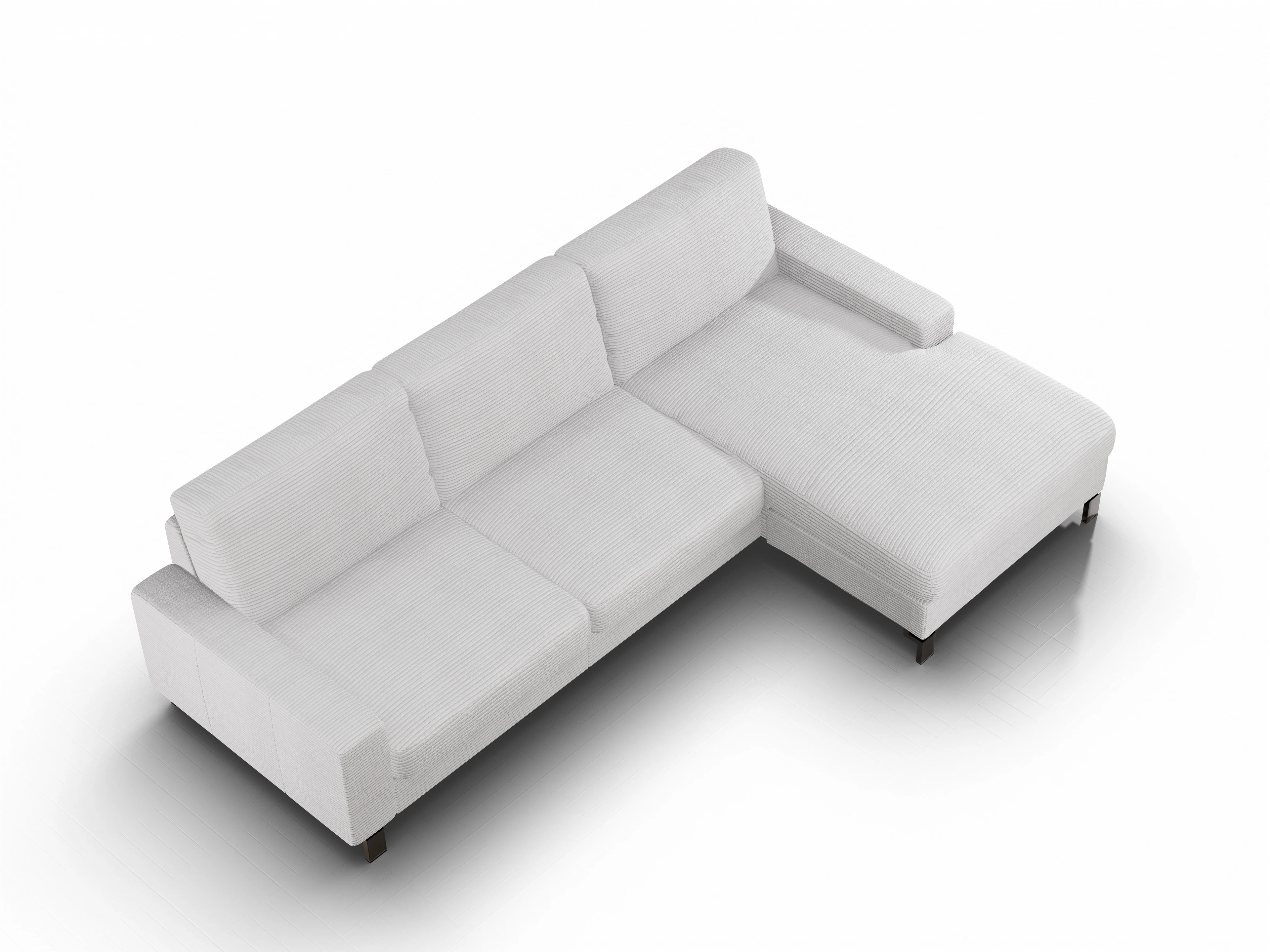 Ansicht des Produktes Casco 2.0 Ecksofa rechts Abschluss offen in Stoff Grau