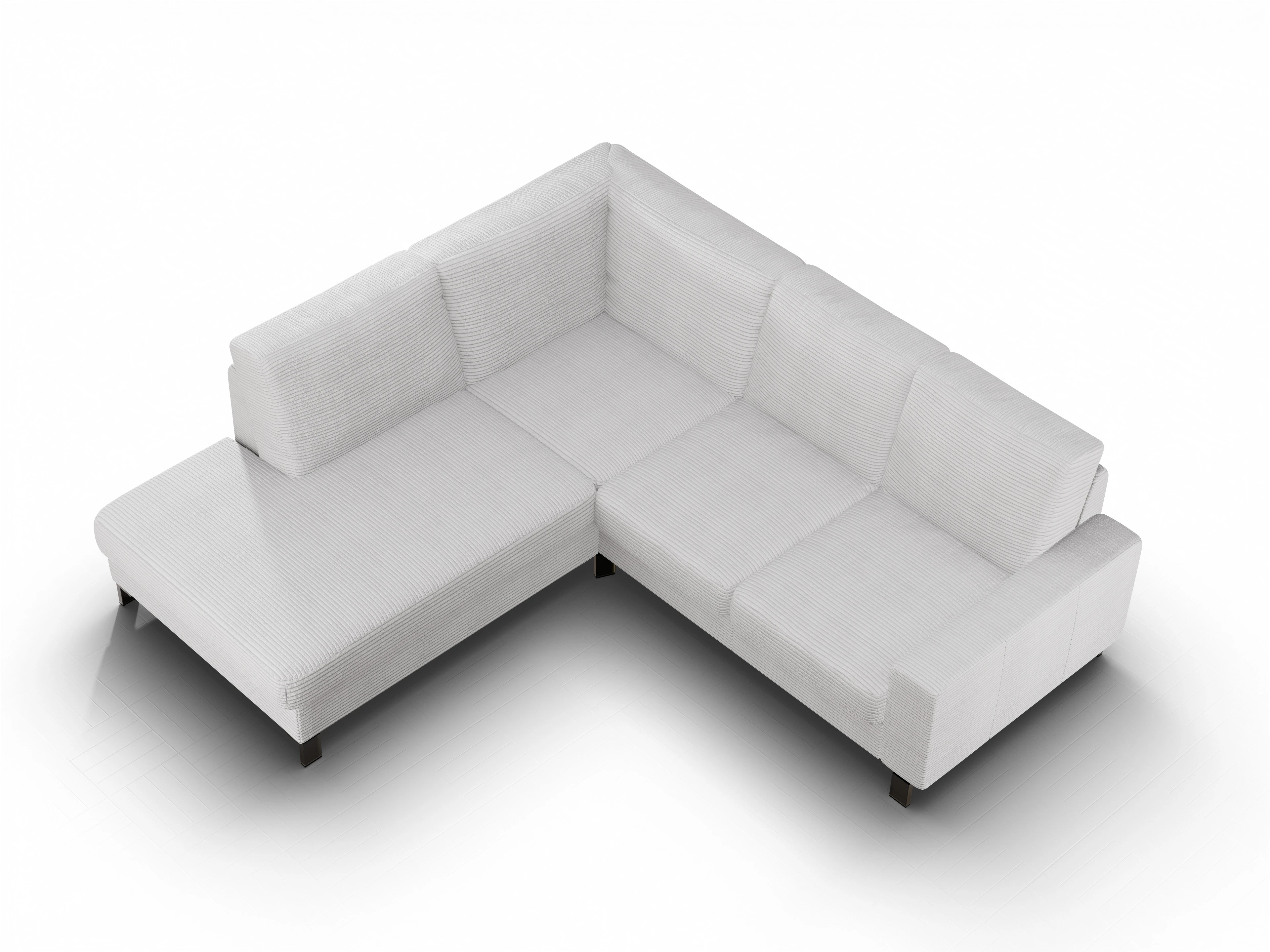 Ansicht des Produktes Casco 2.0 Ecksofa links Abschluss offen in Stoff Grau