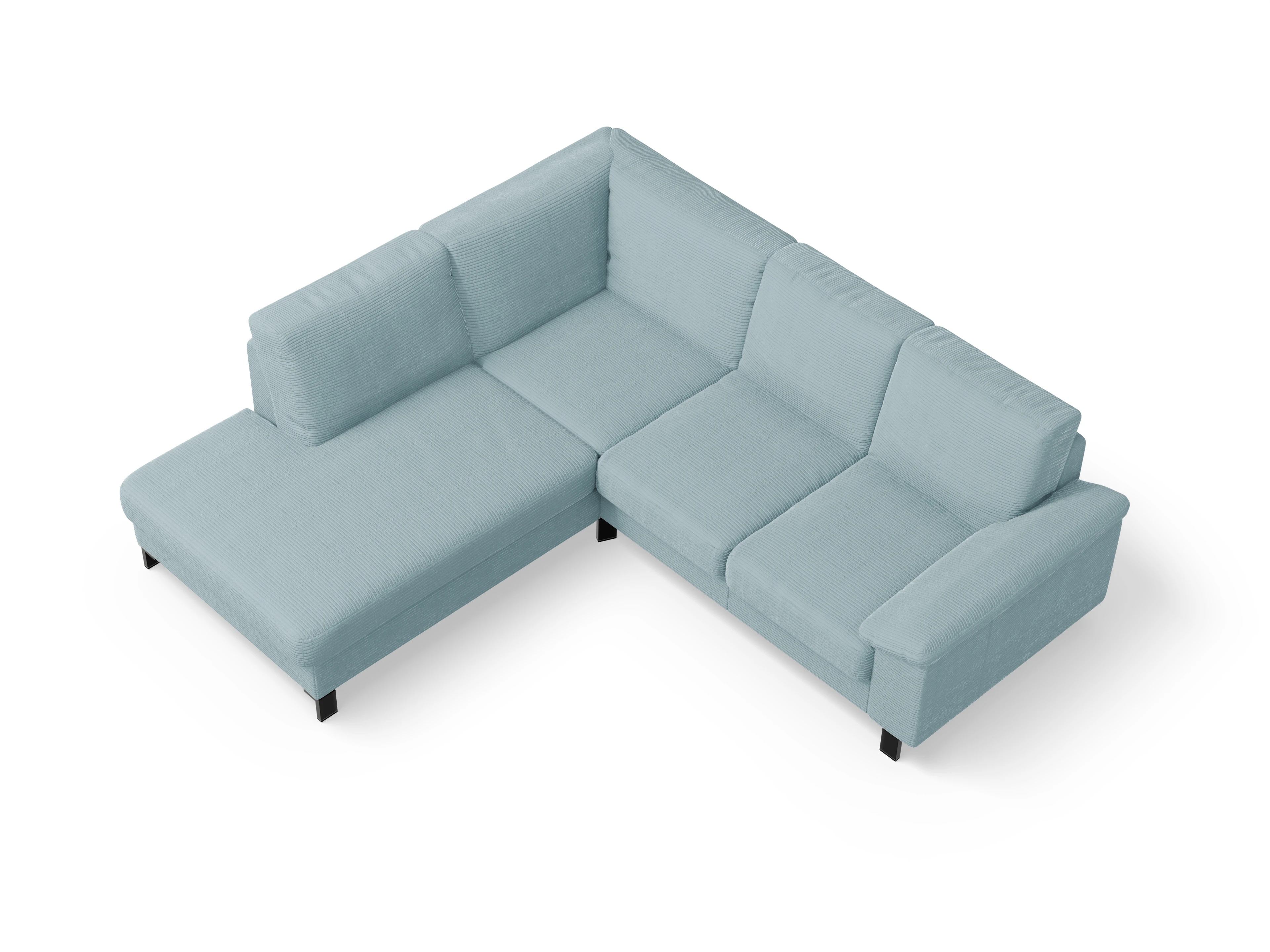 Ansicht des Produktes Casco 2.0 Ecksofa links Abschluss offen in Stoff Blau