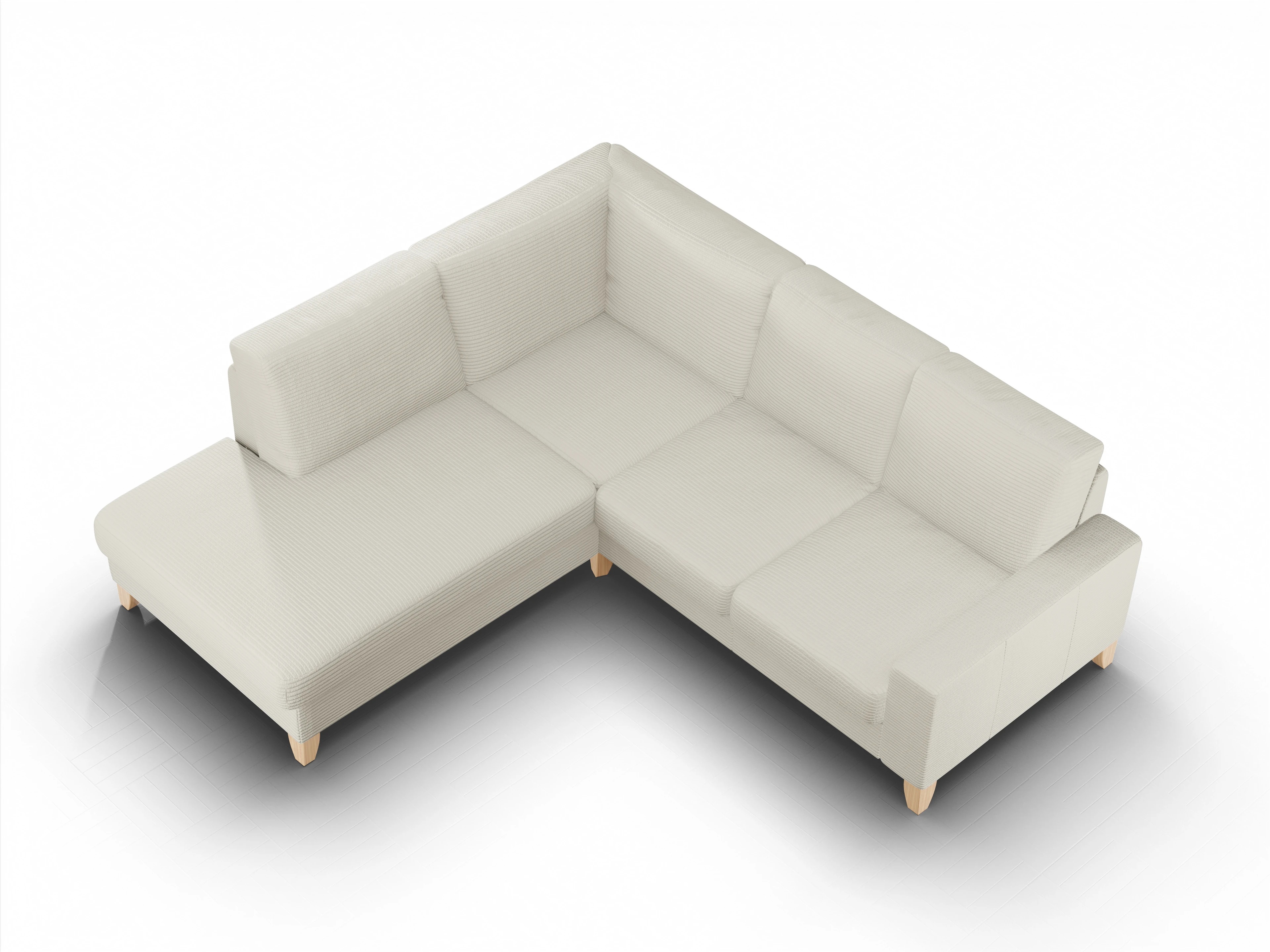 Ansicht des Produktes Casco 2.0 Ecksofa links Abschluss offen in Stoff Weiss