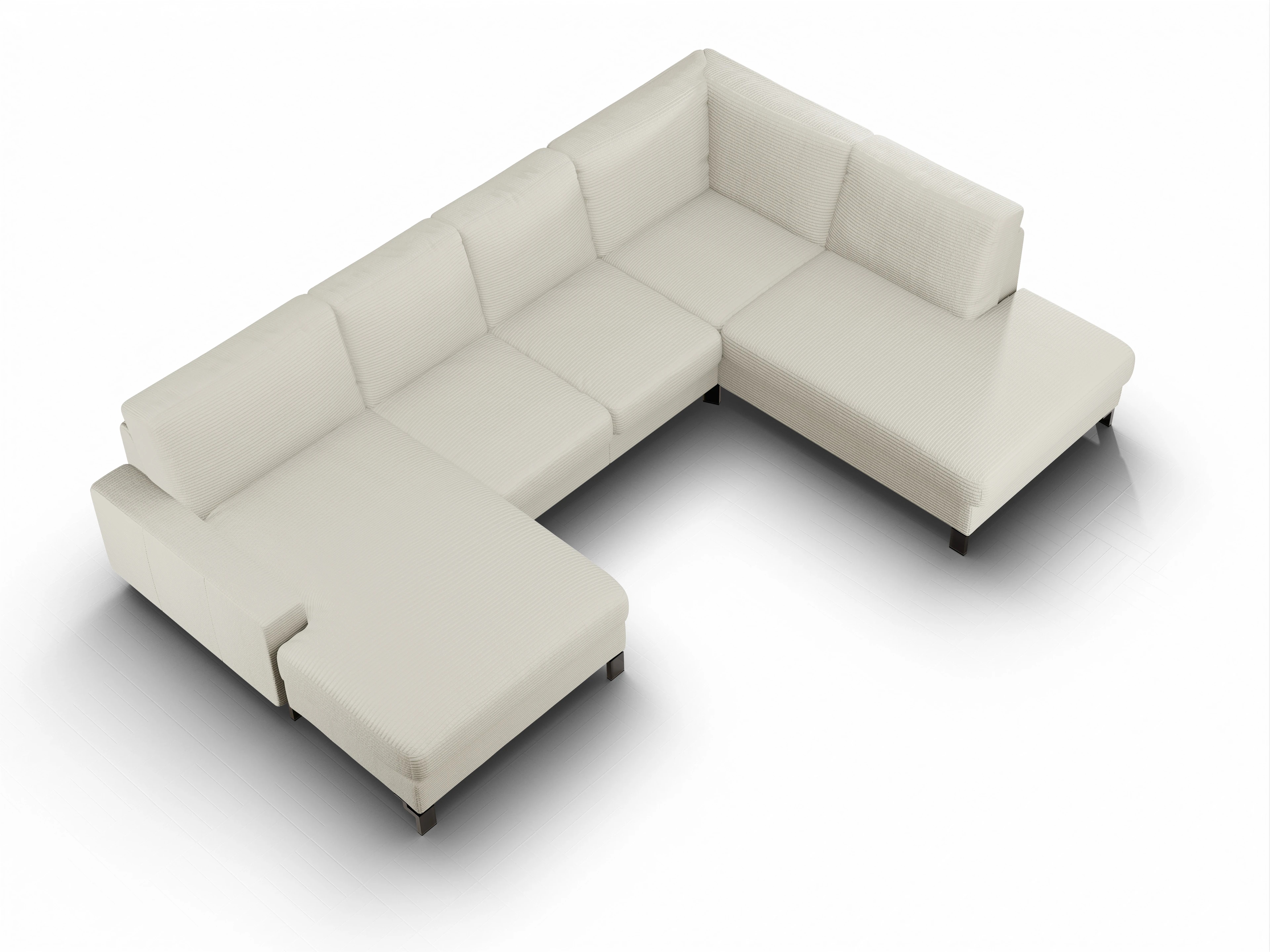 Ansicht des Produktes Casco 2.0 Wohnlandschaft offen beidseitig in Stoff Weiss