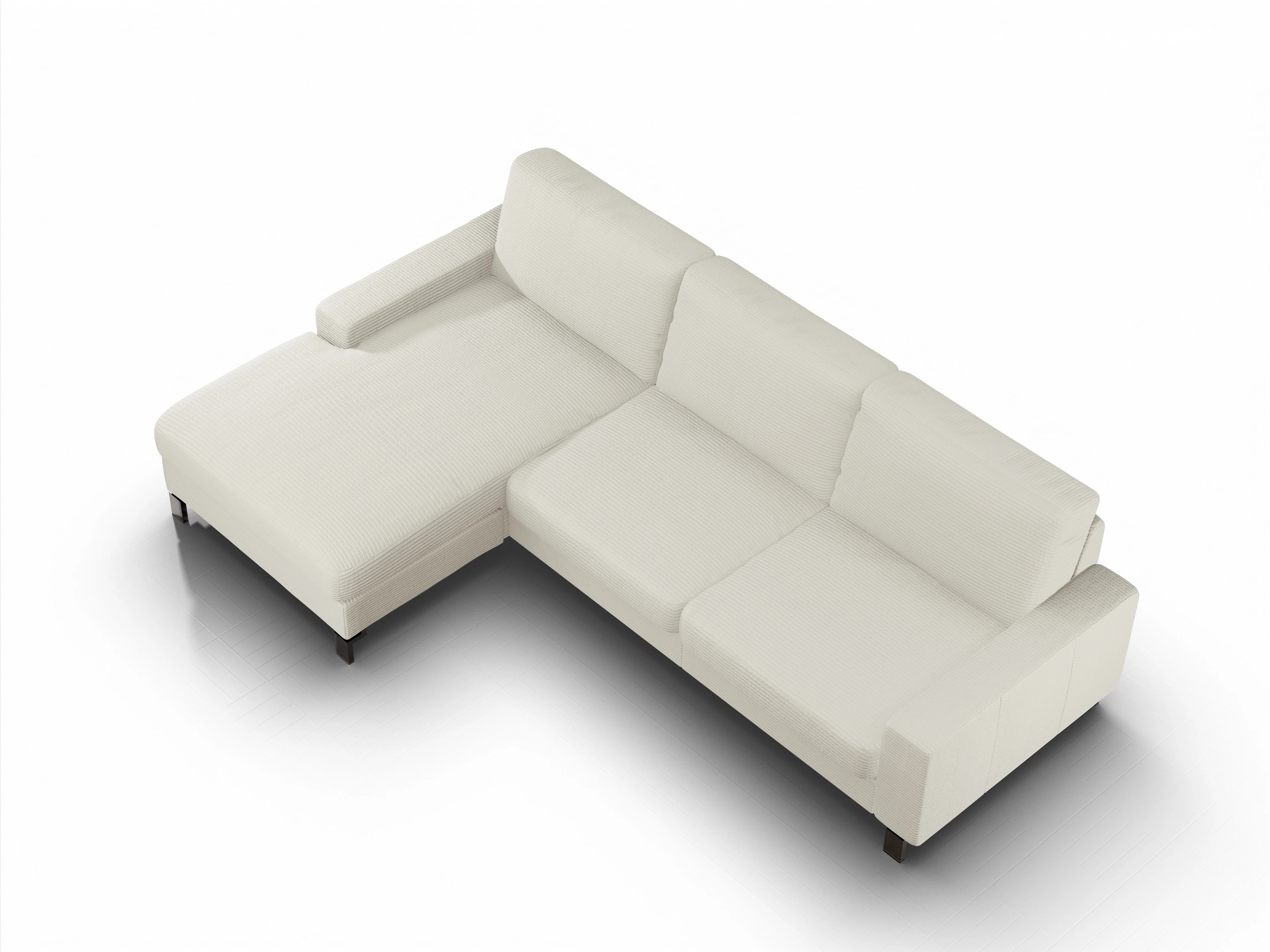 Ansicht des Produktes Casco 2.0 Ecksofa links Abschluss offen in Stoff Weiss