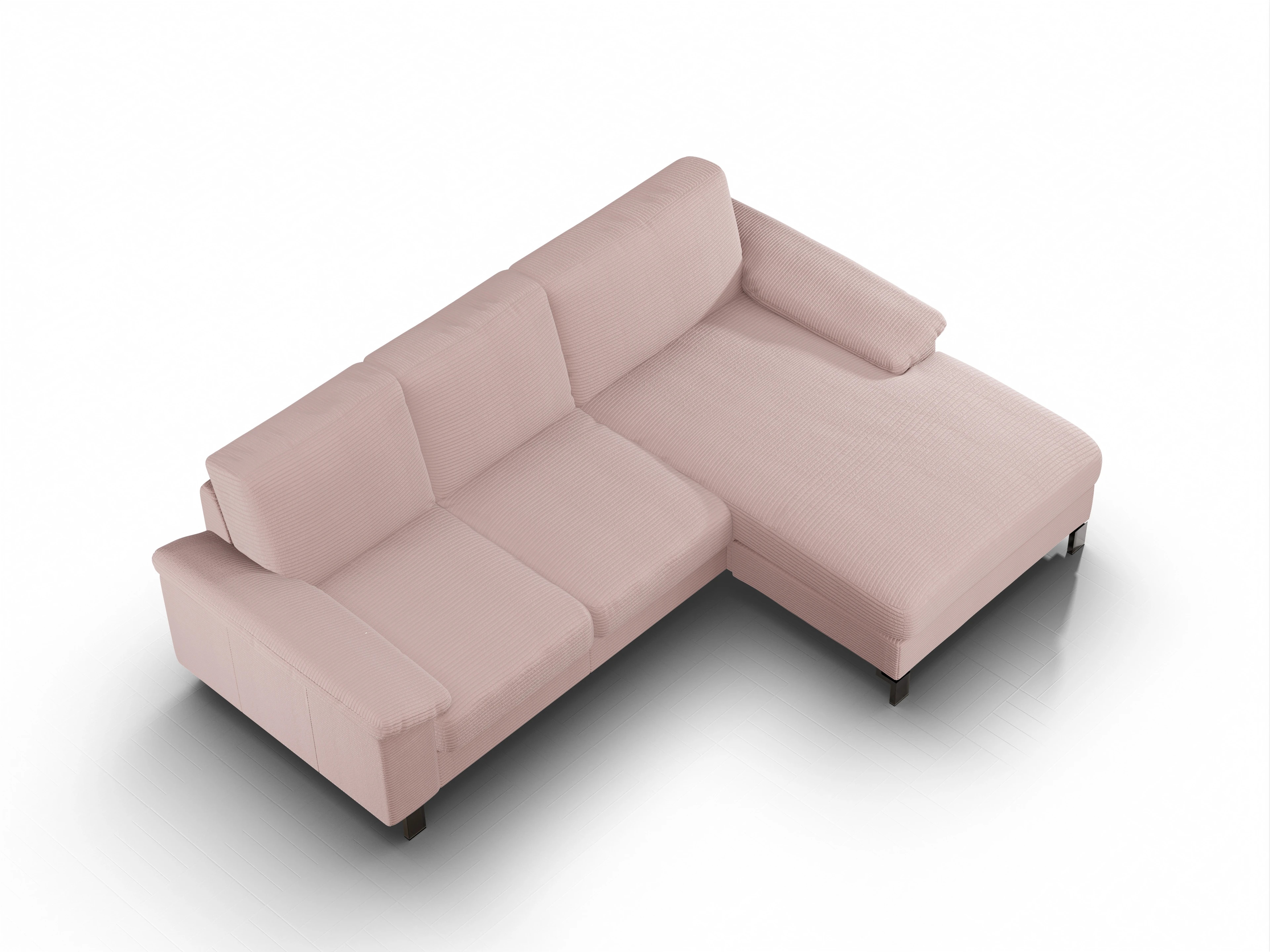 Ansicht des Produktes Casco 2.0 Ecksofa rechts Abschluss offen in Stoff Rosa