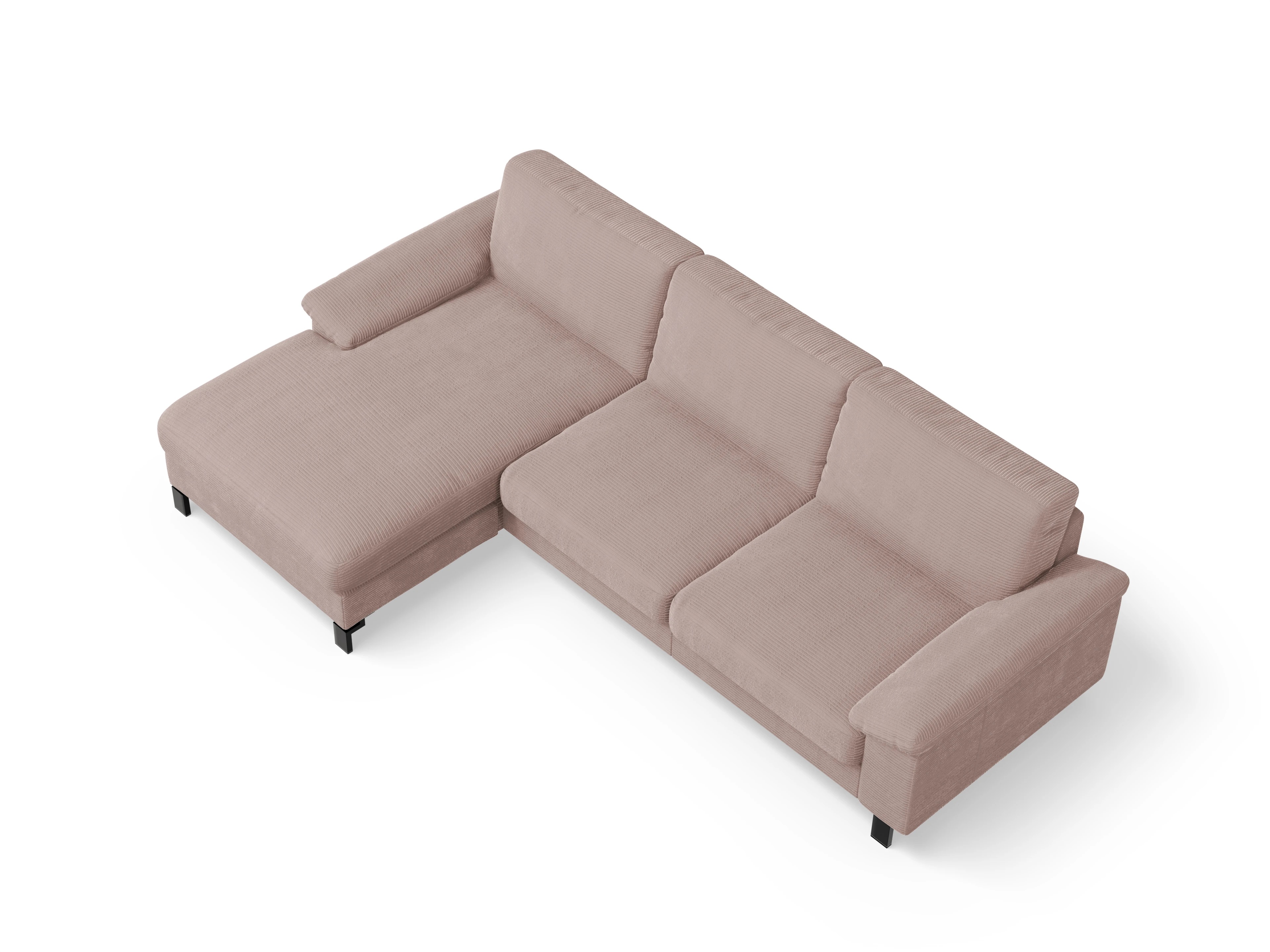 Casco Ecksofa LO Large L Ansicht des Produktes Casco 2.0 Ecksofa links Abschluss offen in Stoff Rosa