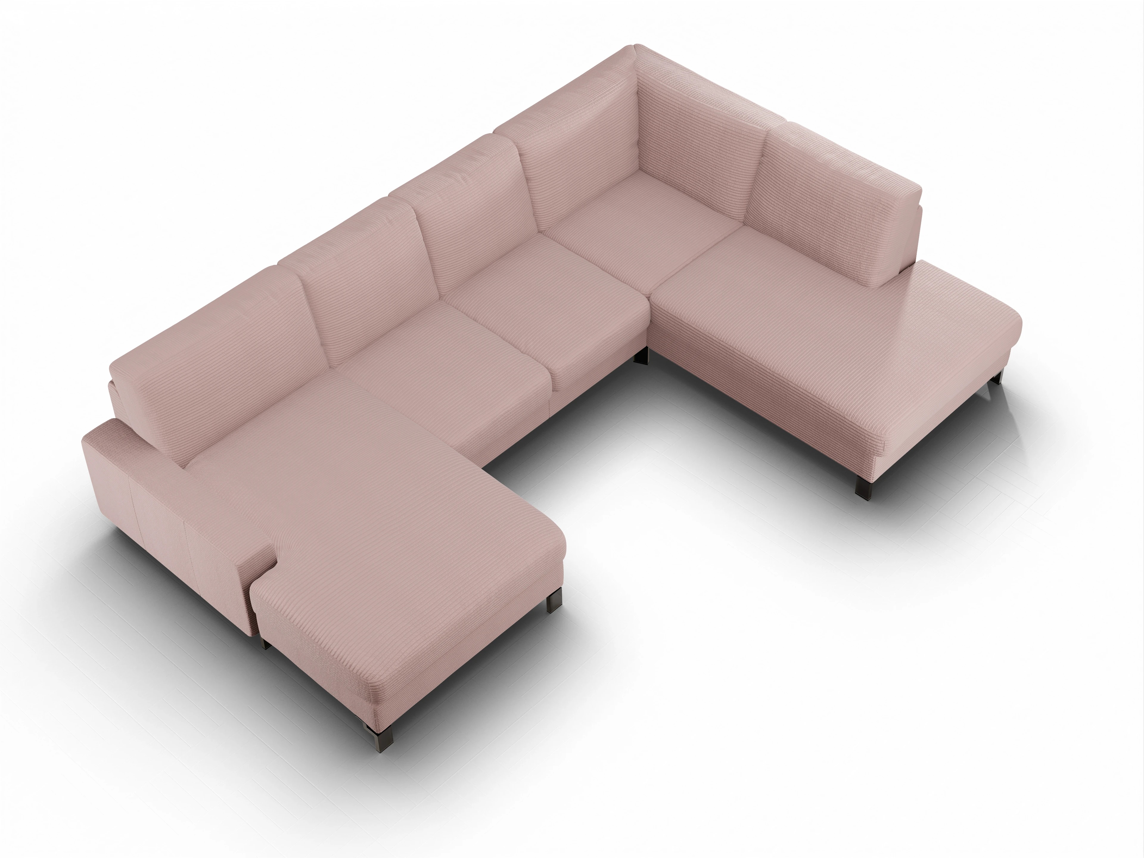 Ansicht des Produktes Casco 2.0 Wohnlandschaft offen beidseitig in Stoff Rosa