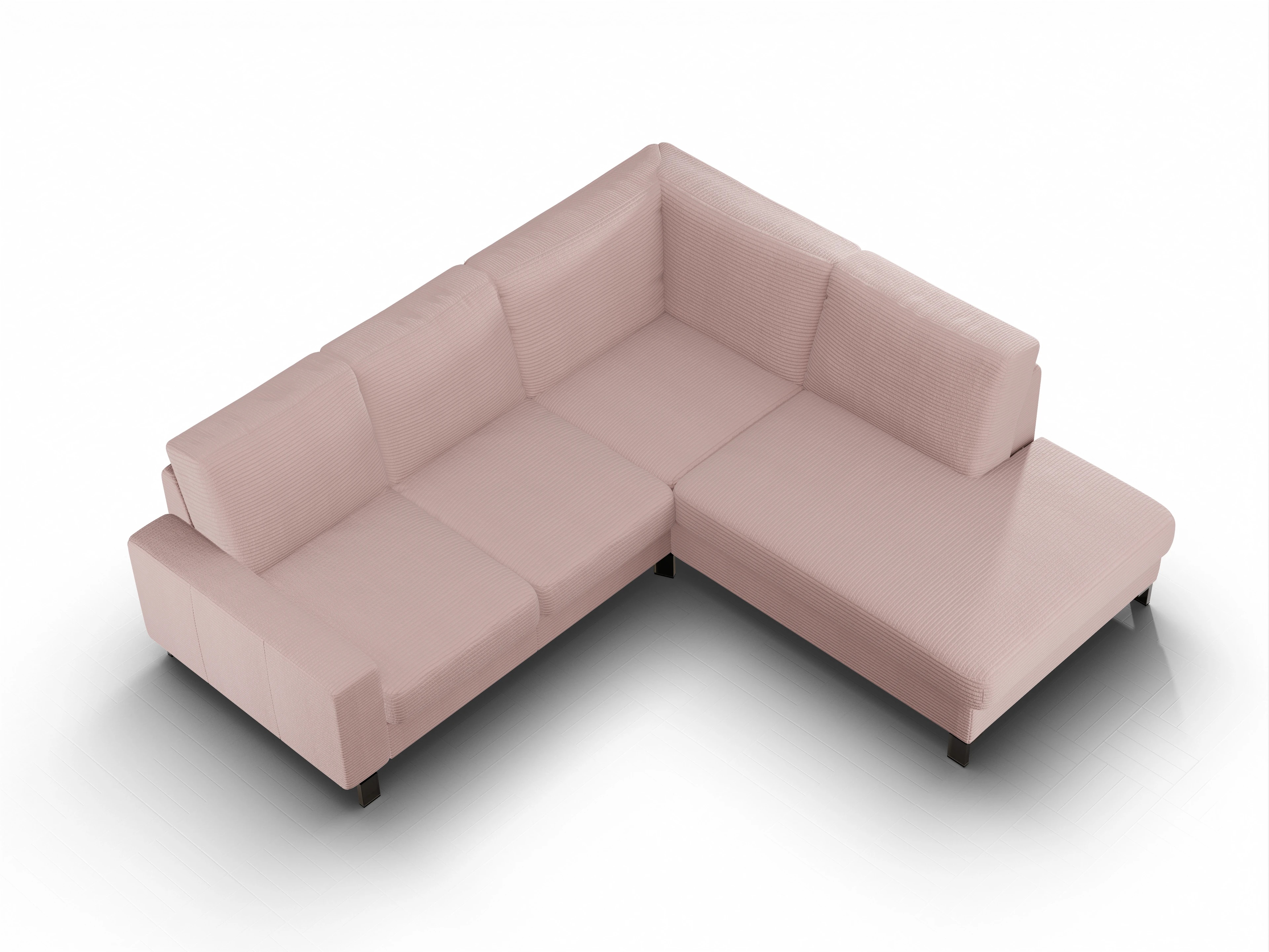 Ansicht des Produktes Casco 2.0 Ecksofa rechts Abschluss offen in Stoff Rosa