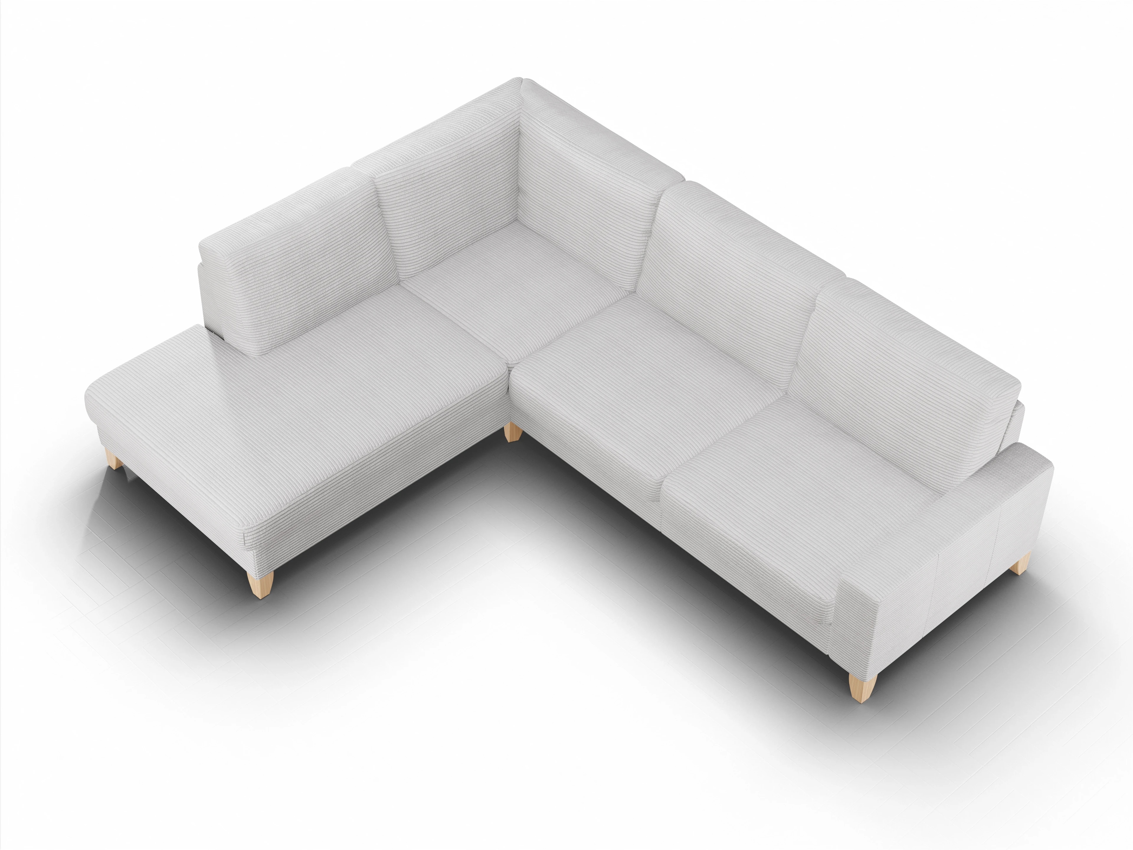 Ansicht des Produktes Casco 2.0 Ecksofa links Abschluss offen in Stoff Grau