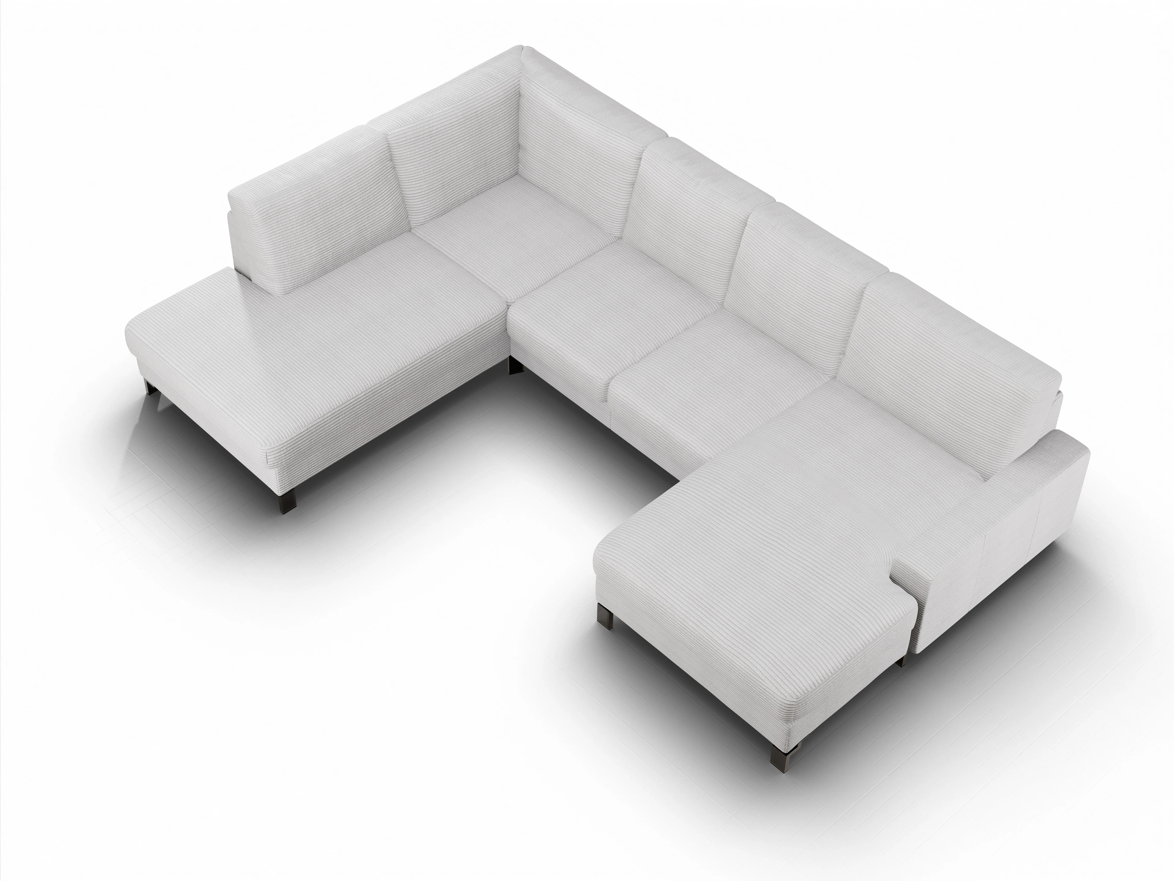 Ansicht des Produktes Casco 2.0 Wohnlandschaft offen beidseitig in Stoff Grau