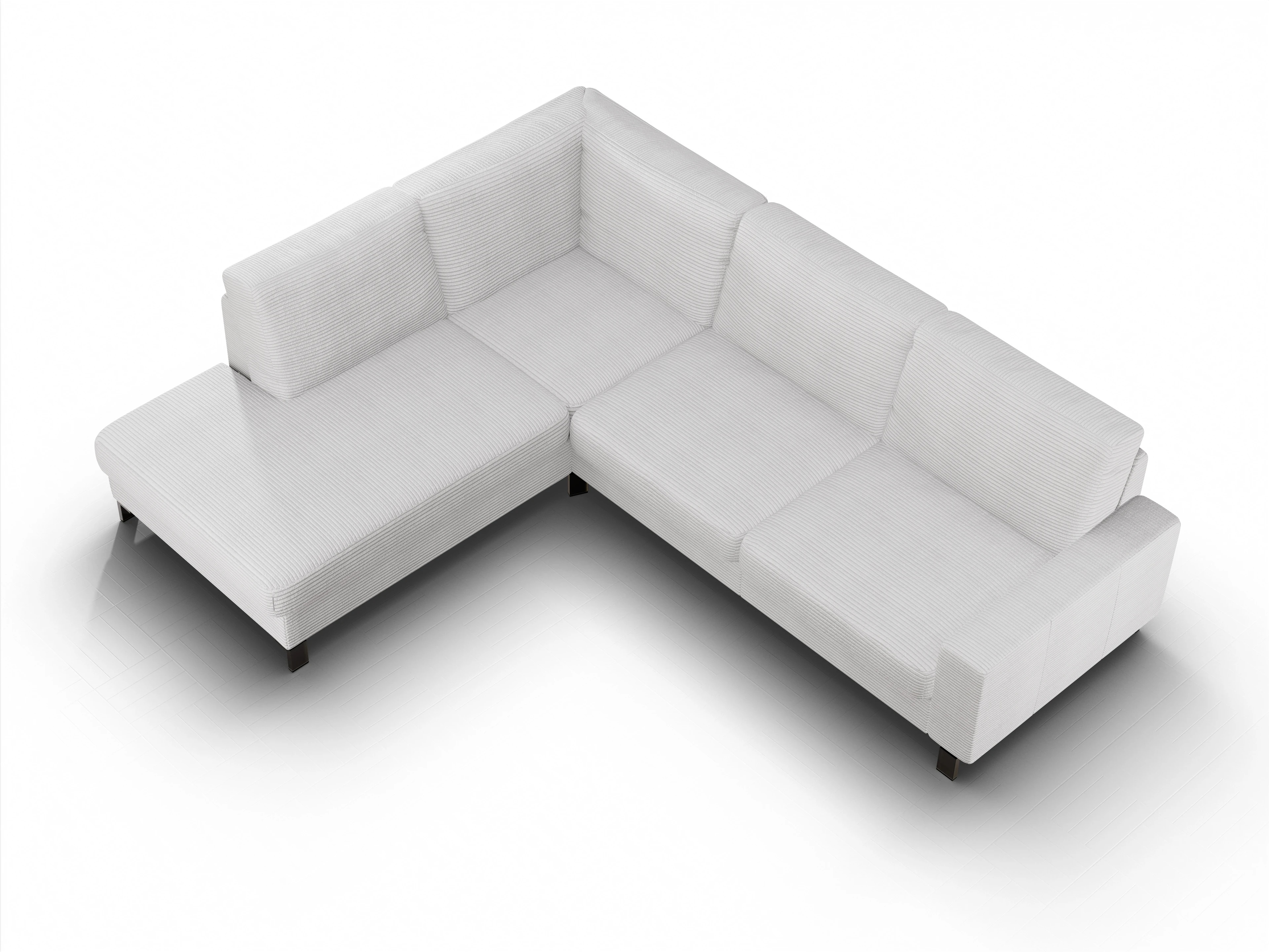 Ansicht des Produktes Casco 2.0 Ecksofa links Abschluss offen in Stoff Grau