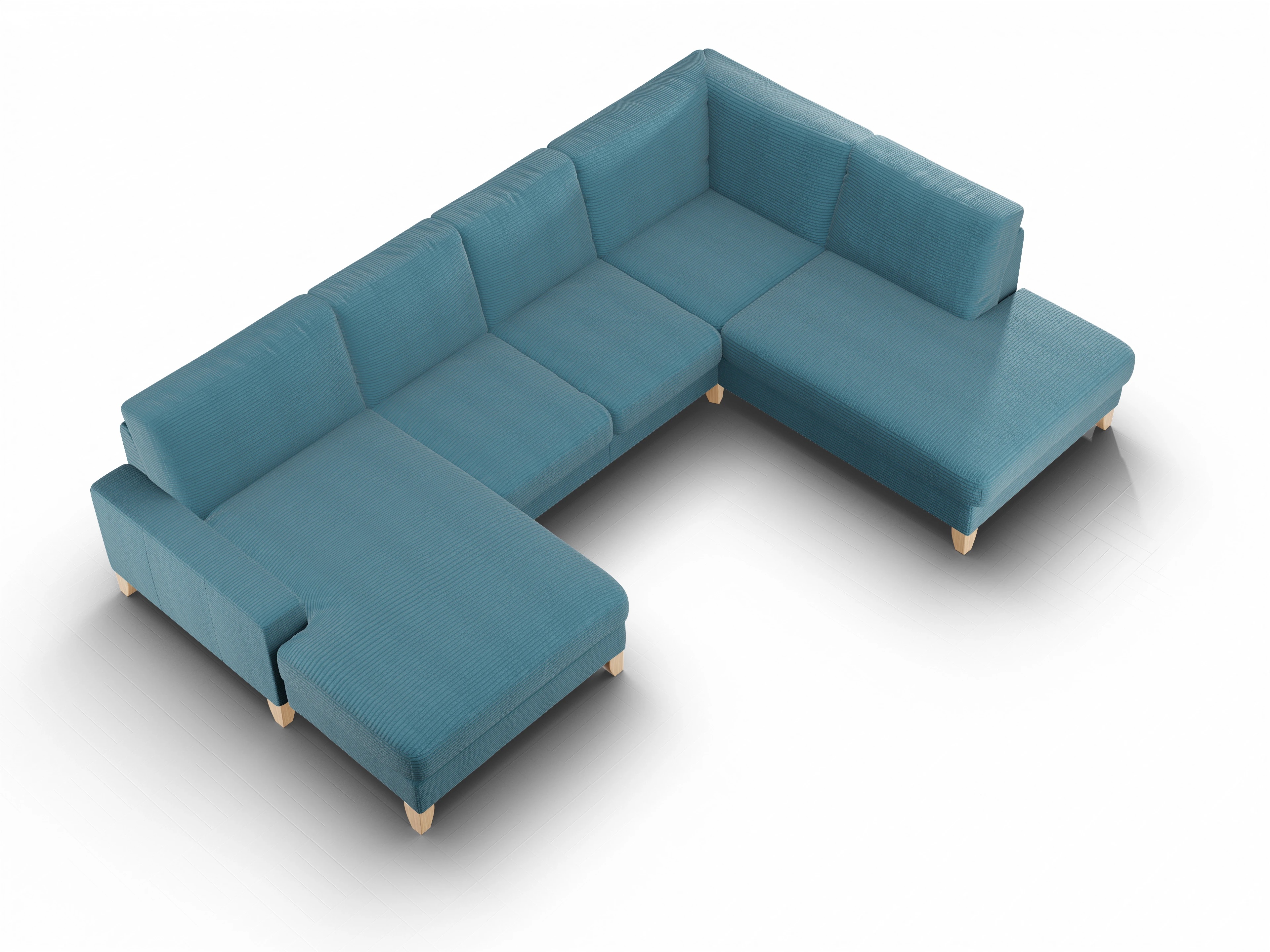 Ansicht des Produktes Casco 2.0 Wohnlandschaft offen beidseitig in Stoff Blau