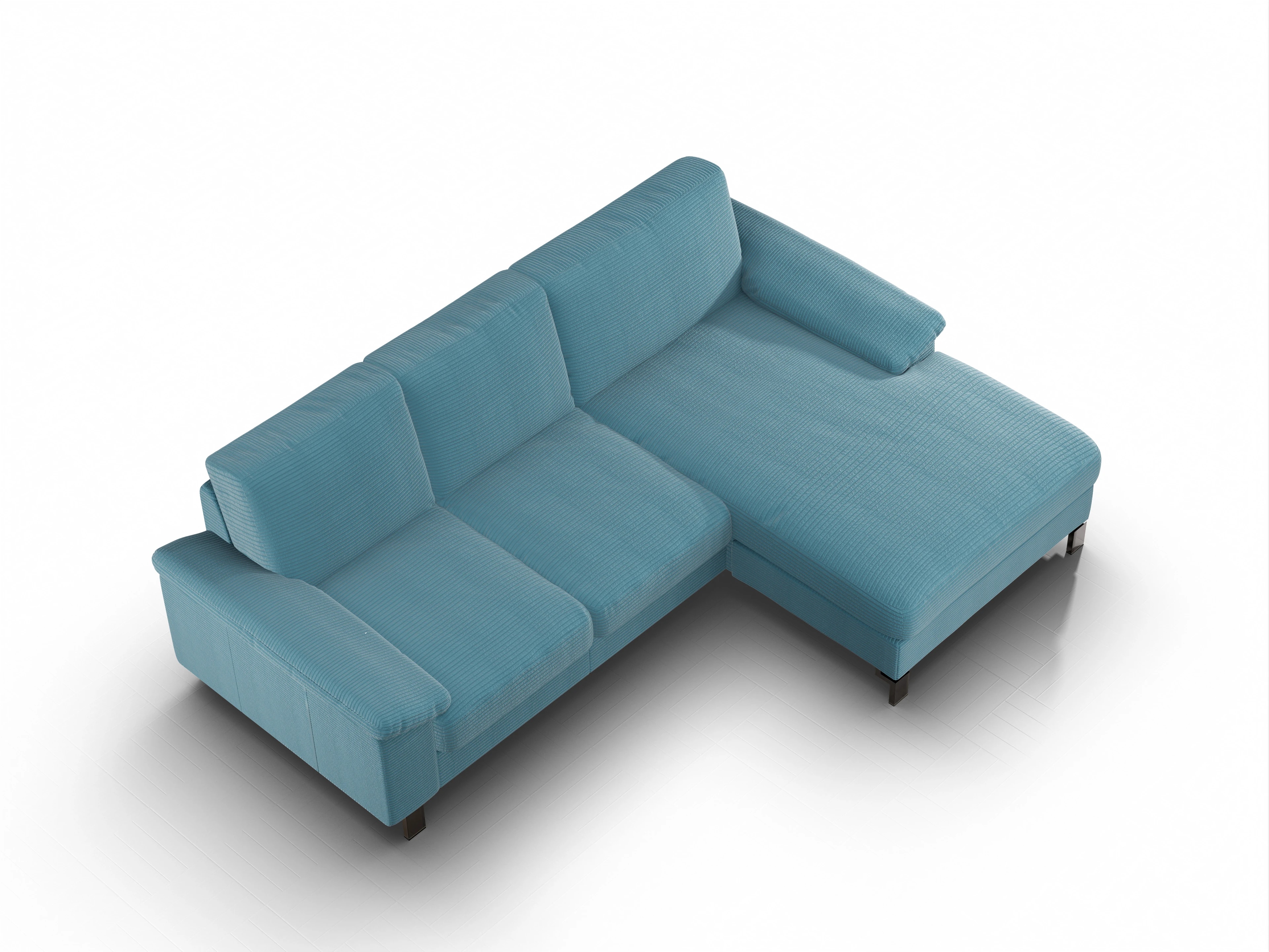 Ansicht des Produktes Casco 2.0 Ecksofa rechts Abschluss offen in Stoff Blau