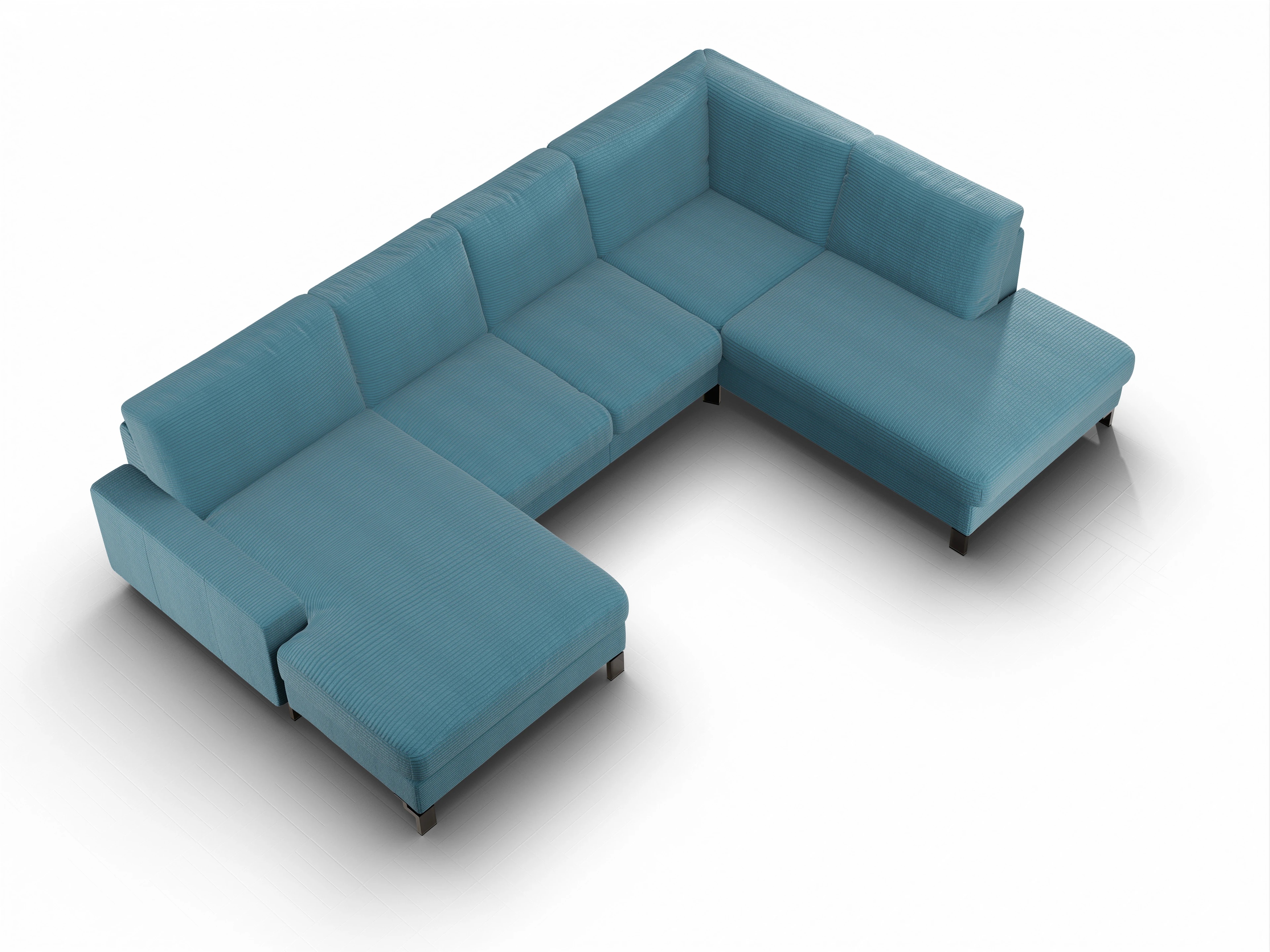 Ansicht des Produktes Casco 2.0 Wohnlandschaft offen beidseitig in Stoff Blau