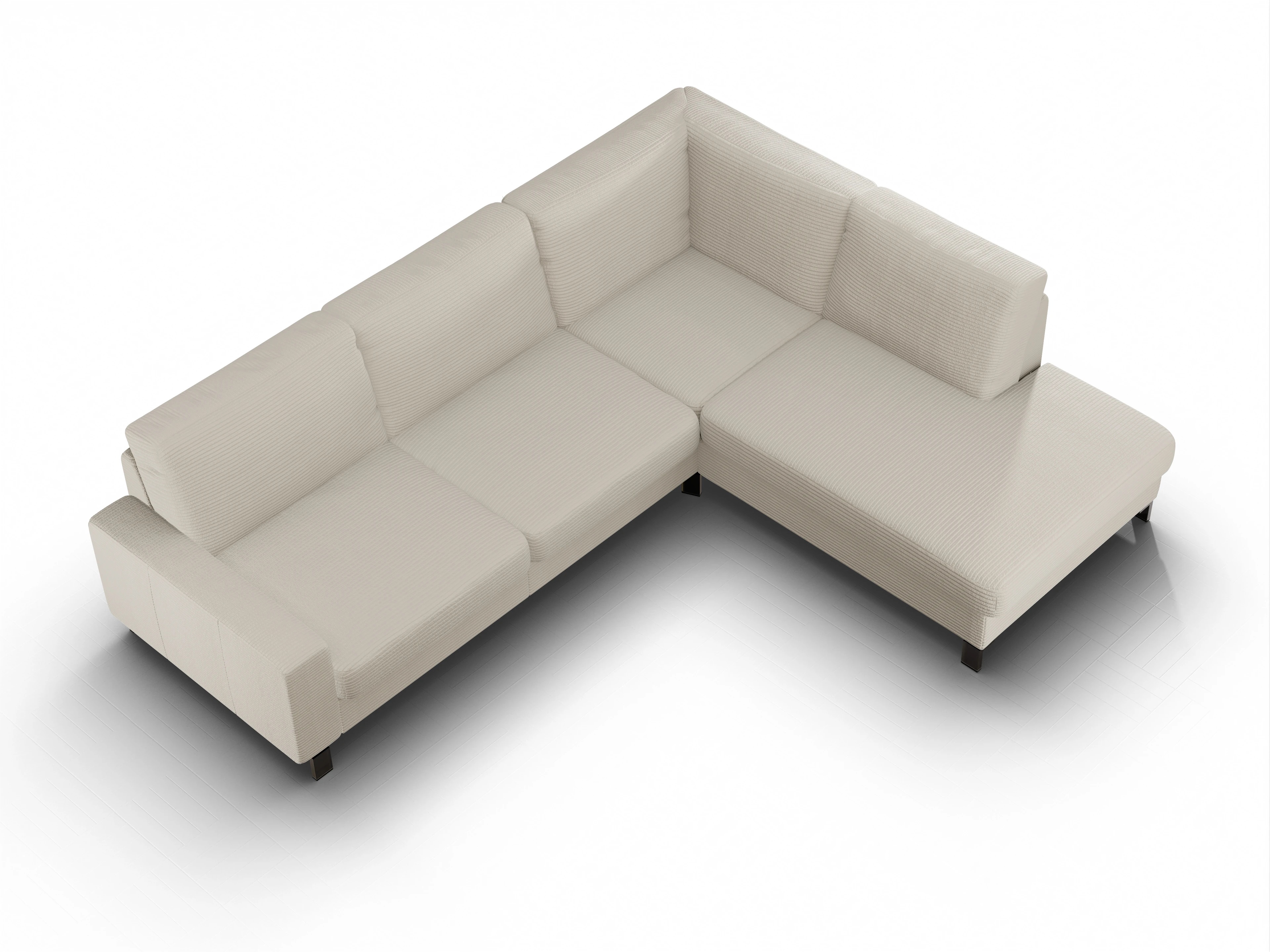 Ansicht des Produktes Casco 2.0 Ecksofa rechts Abschluss offen in Stoff Beige