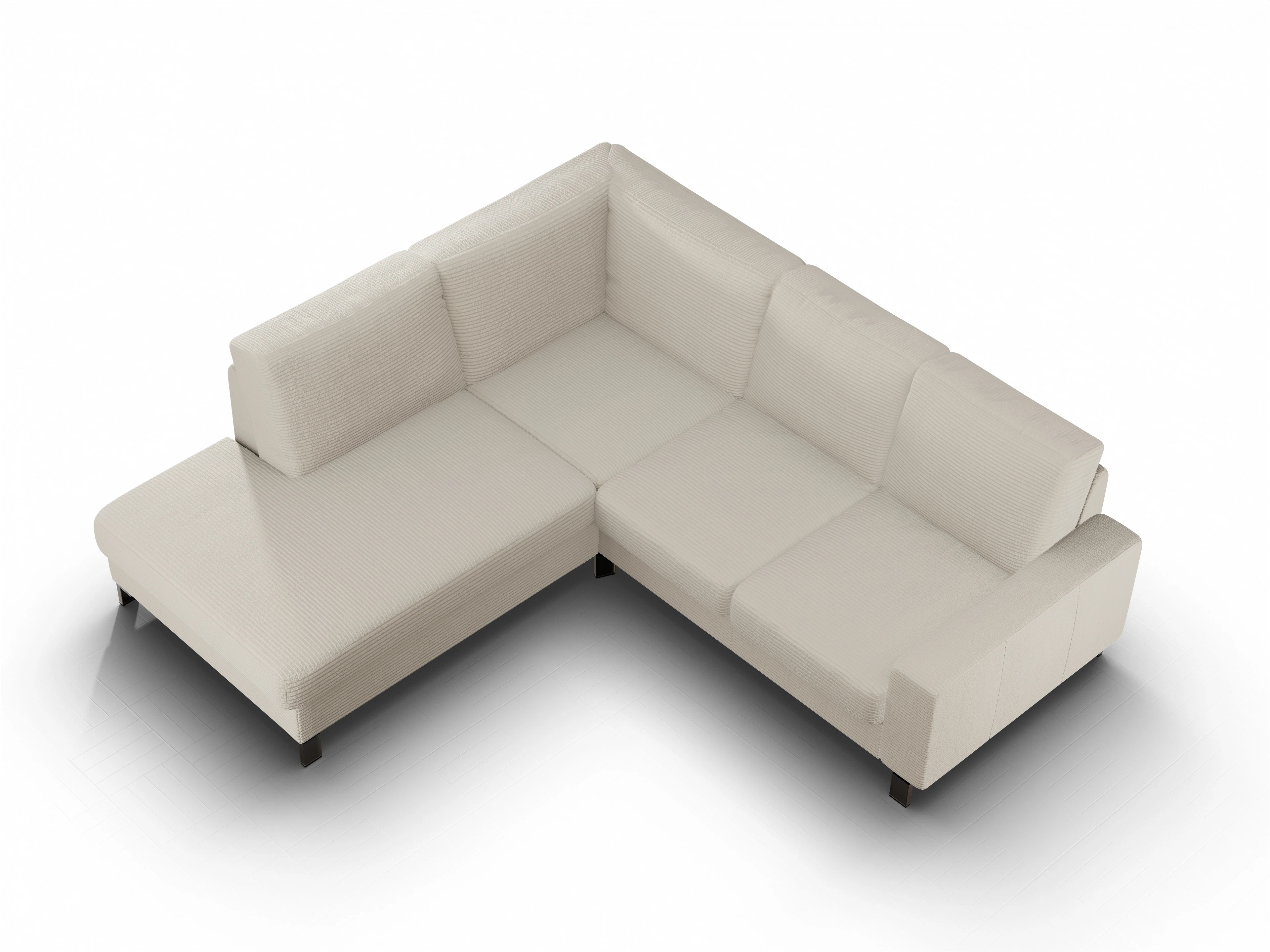 Ansicht des Produktes Casco 2.0 Ecksofa links Abschluss offen in Stoff Beige
