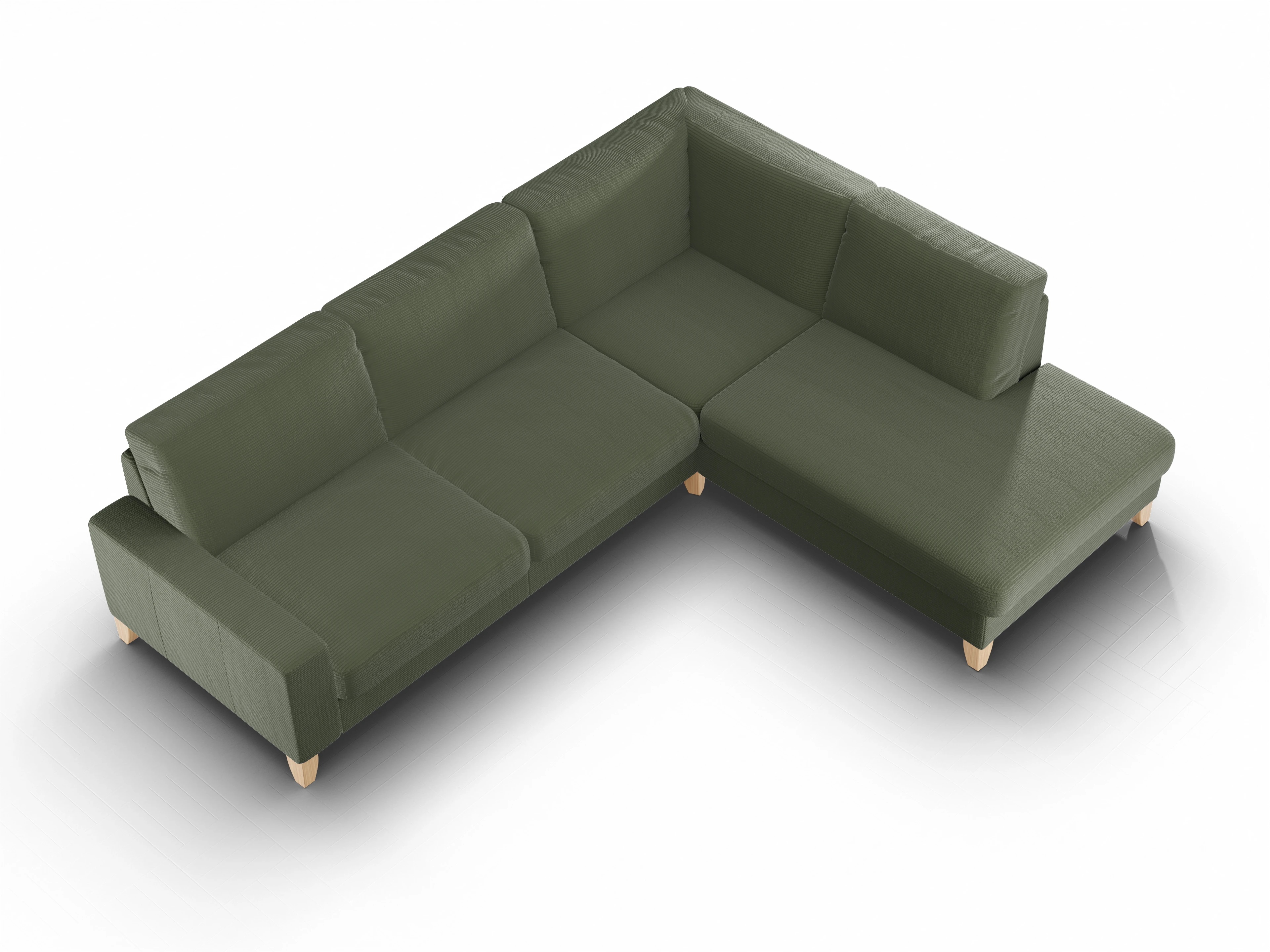 Ansicht des Produktes Casco 2.0 Ecksofa rechts Abschluss offen in Stoff Grün