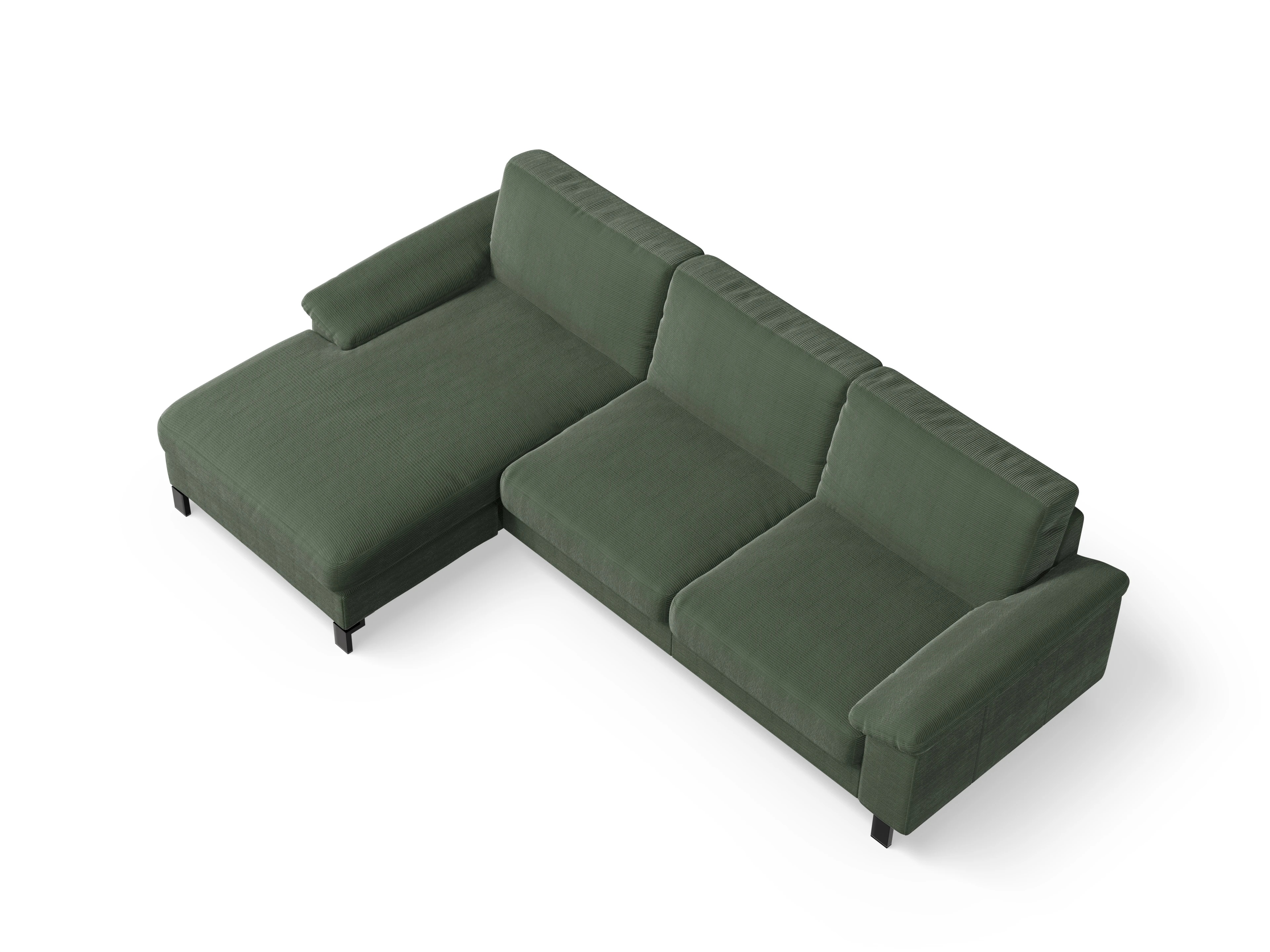 Casco Ecksofa LO Large L Ansicht des Produktes Casco 2.0 Ecksofa links Abschluss offen in Stoff Grün