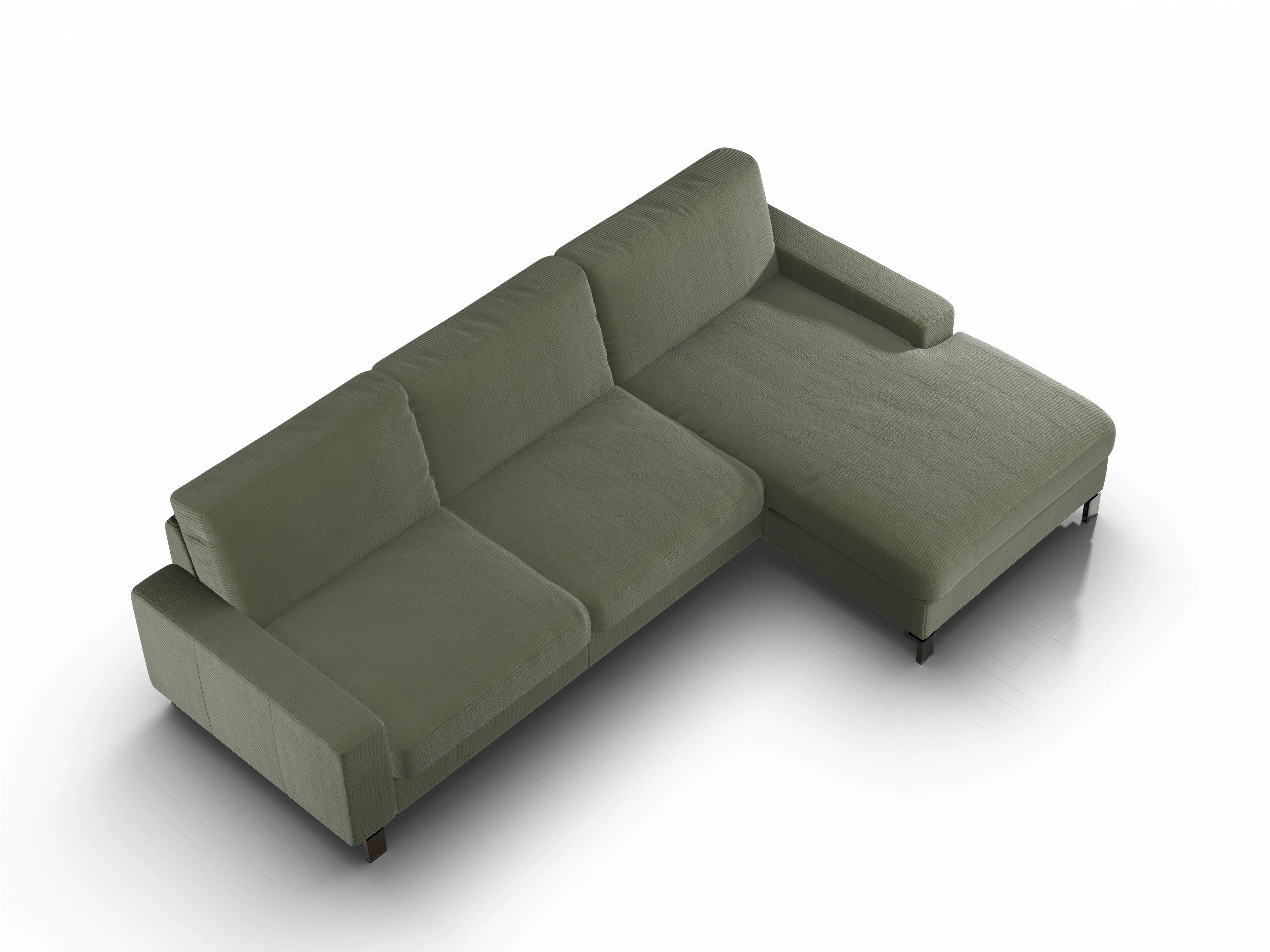 Ansicht des Produktes Casco 2.0 Ecksofa rechts Abschluss offen in Stoff Grün