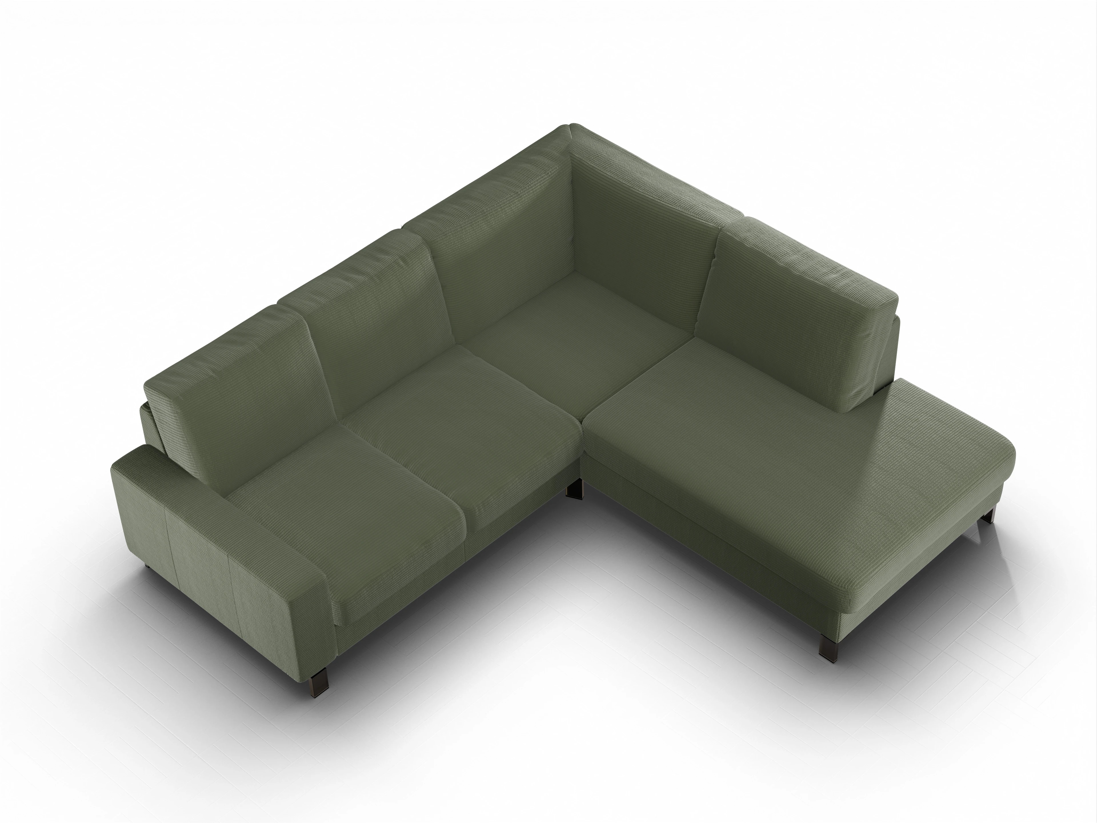 Ansicht des Produktes Casco 2.0 Ecksofa rechts Abschluss offen in Stoff Grün