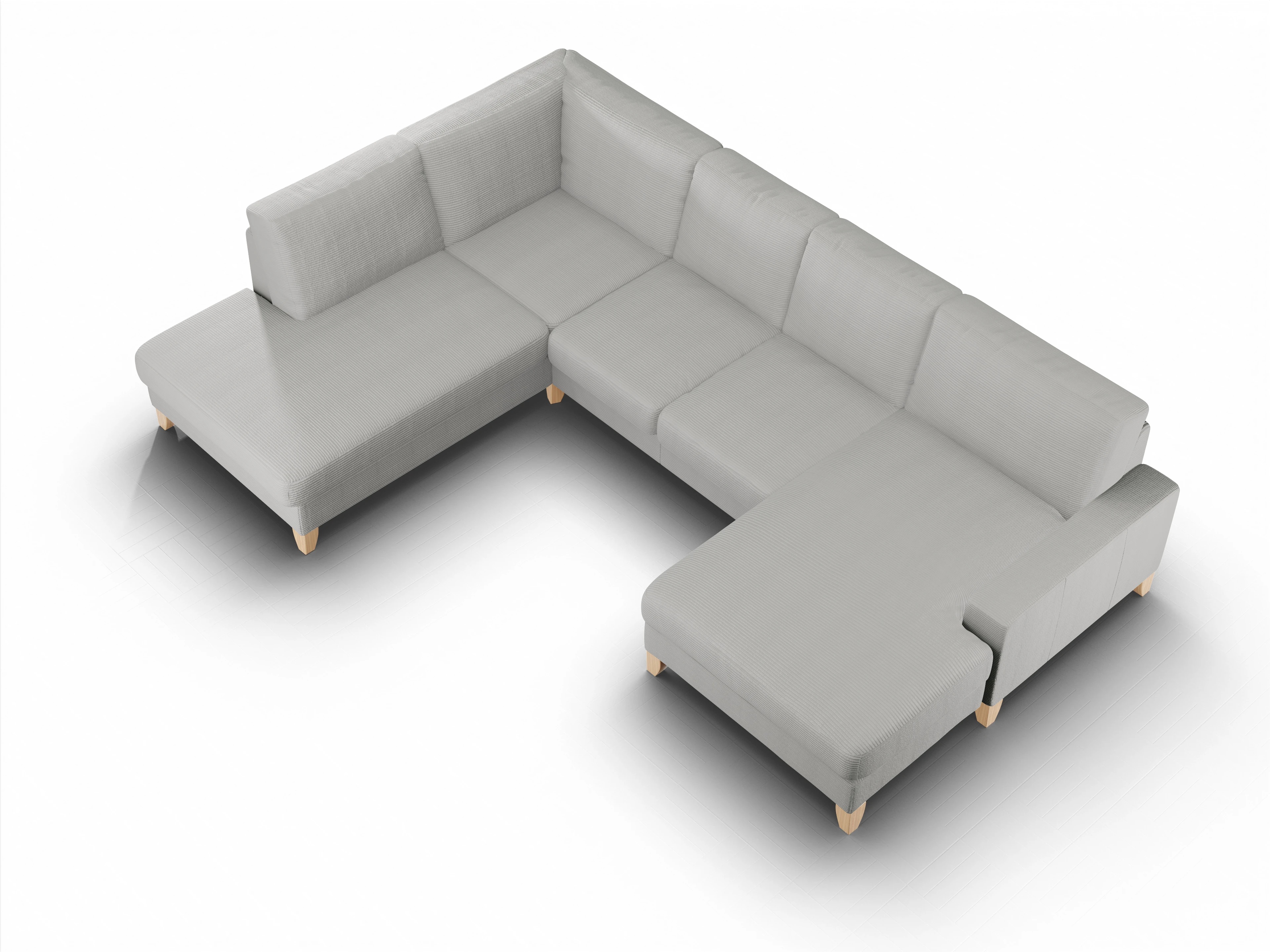 Ansicht des Produktes Casco 2.0 Wohnlandschaft offen beidseitig in Stoff Grau