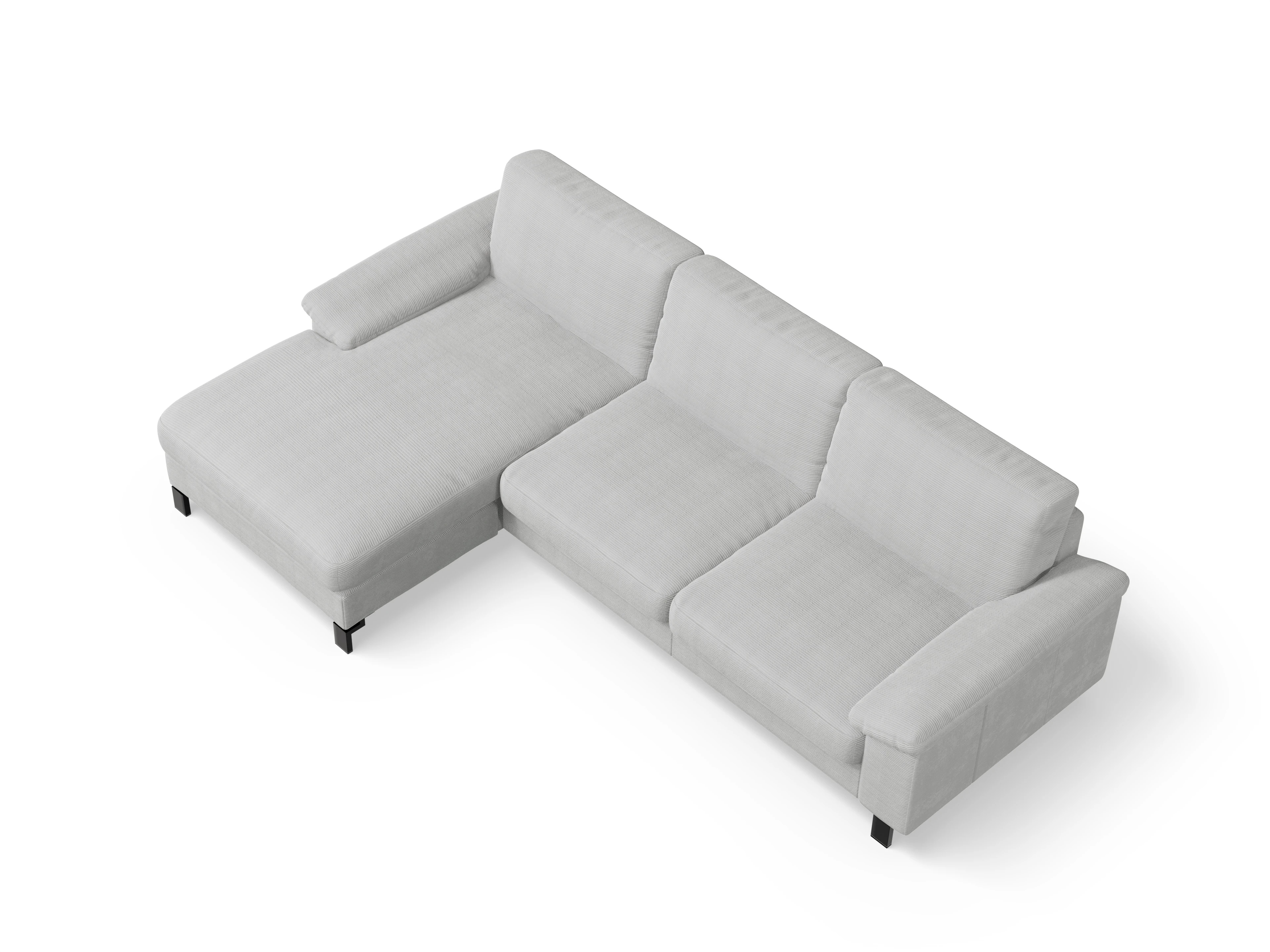 Ansicht des Produktes Casco 2.0 Ecksofa links Abschluss offen in Stoff Grau