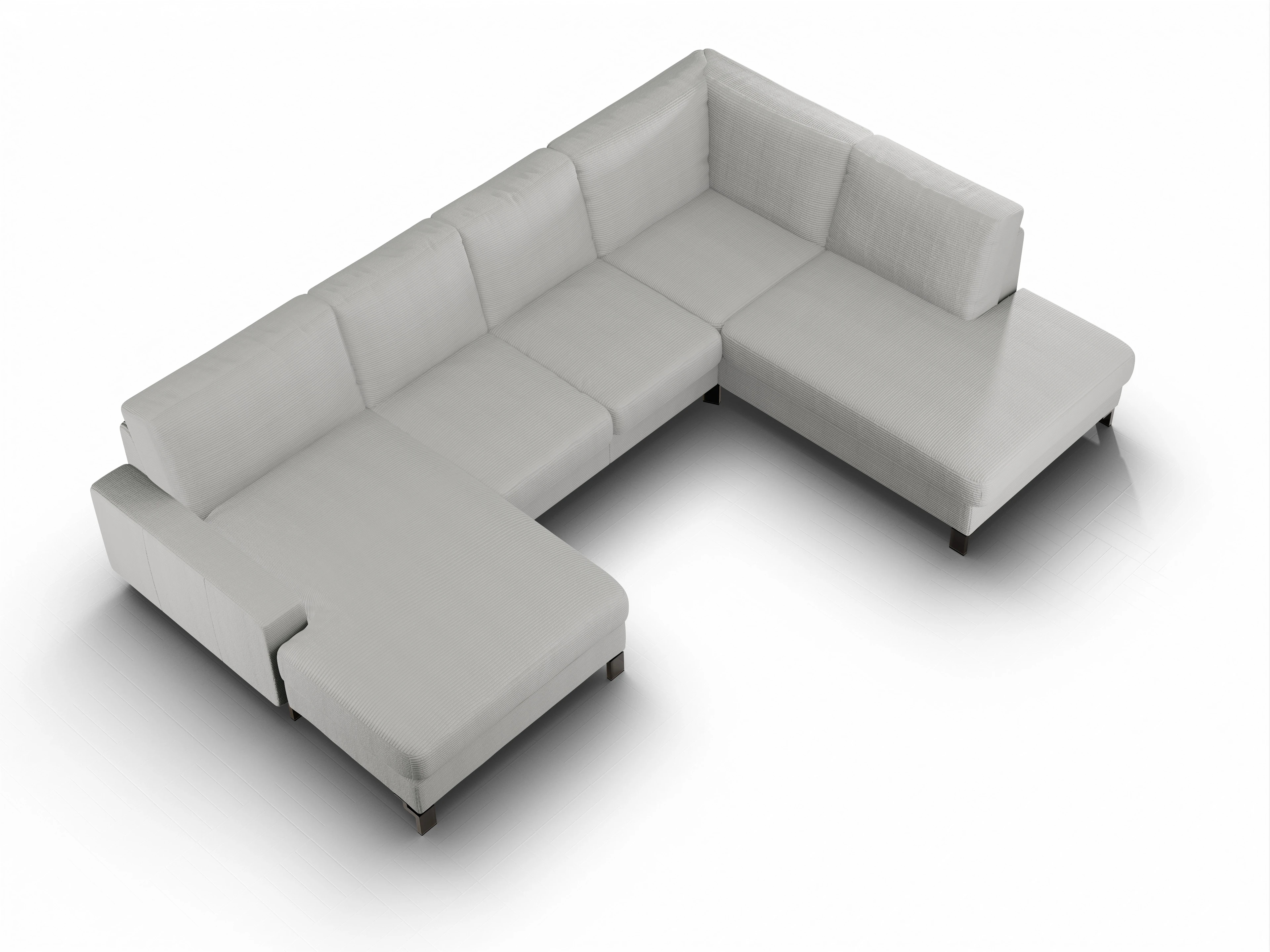 Ansicht des Produktes Casco 2.0 Wohnlandschaft offen beidseitig in Stoff Grau