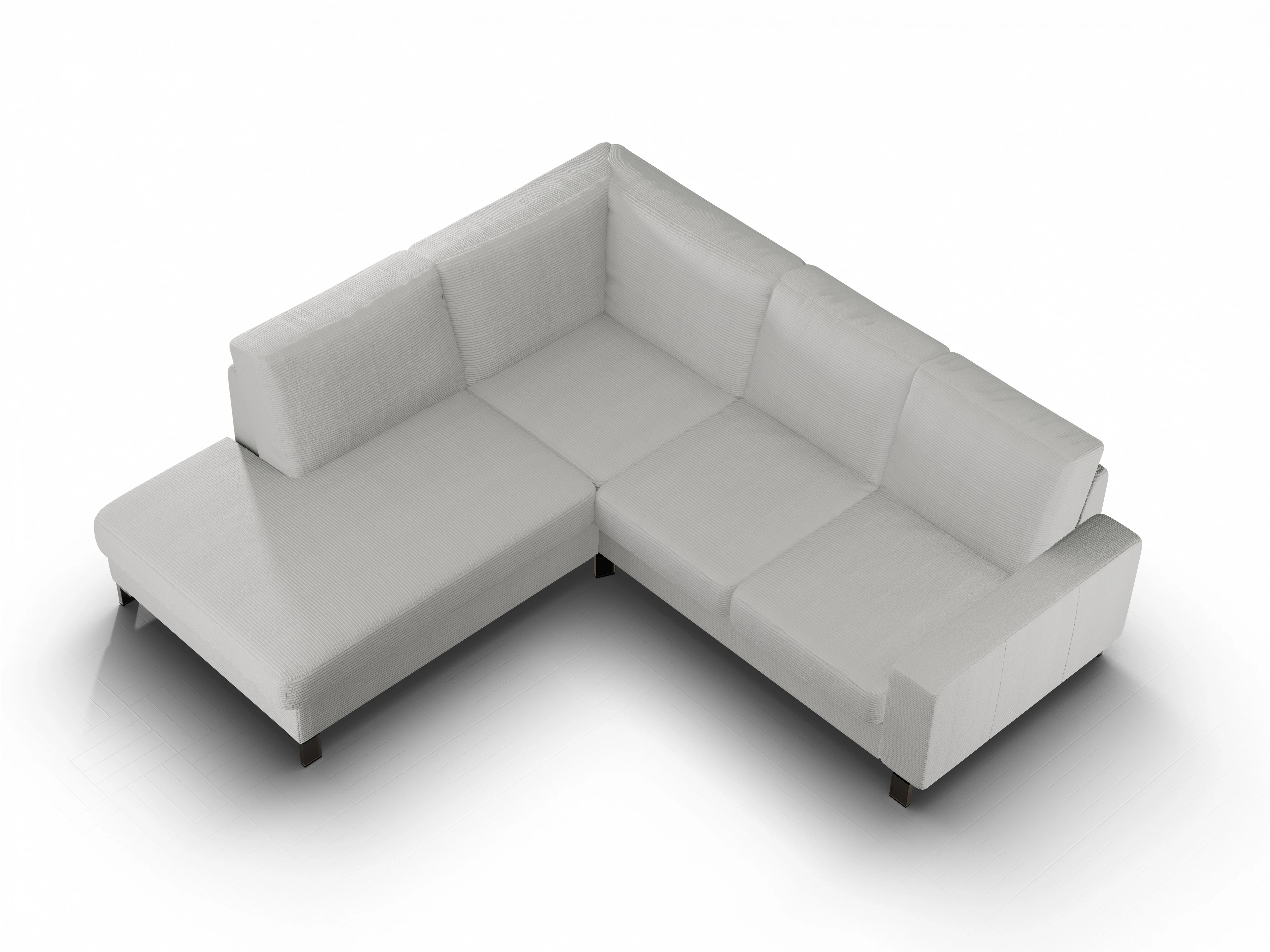 Ansicht des Produktes Casco 2.0 Ecksofa links Abschluss offen in Stoff Grau