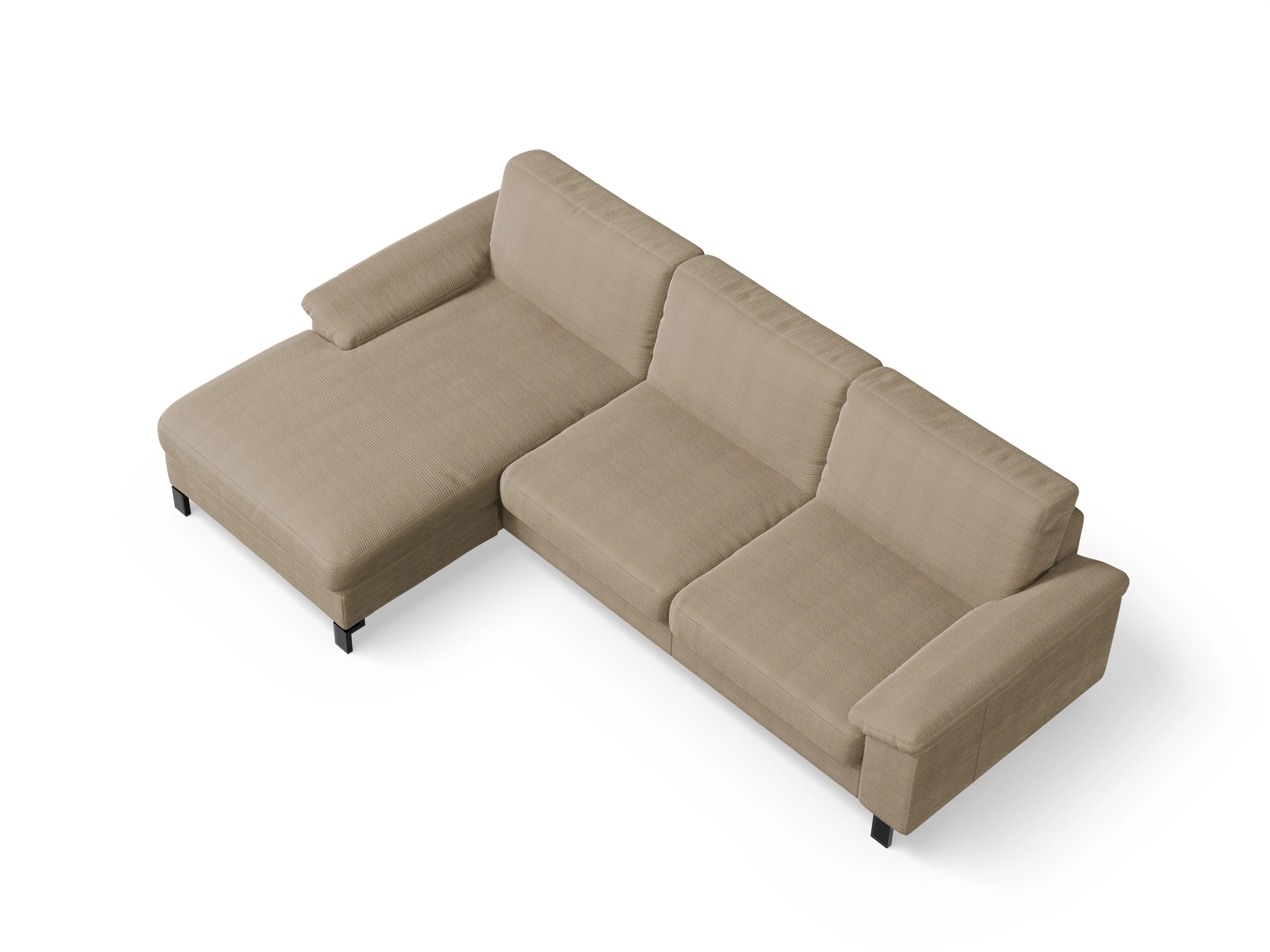 Casco Ecksofa LO Large L Ansicht des Produktes Casco 2.0 Ecksofa links Abschluss offen in Stoff Braun