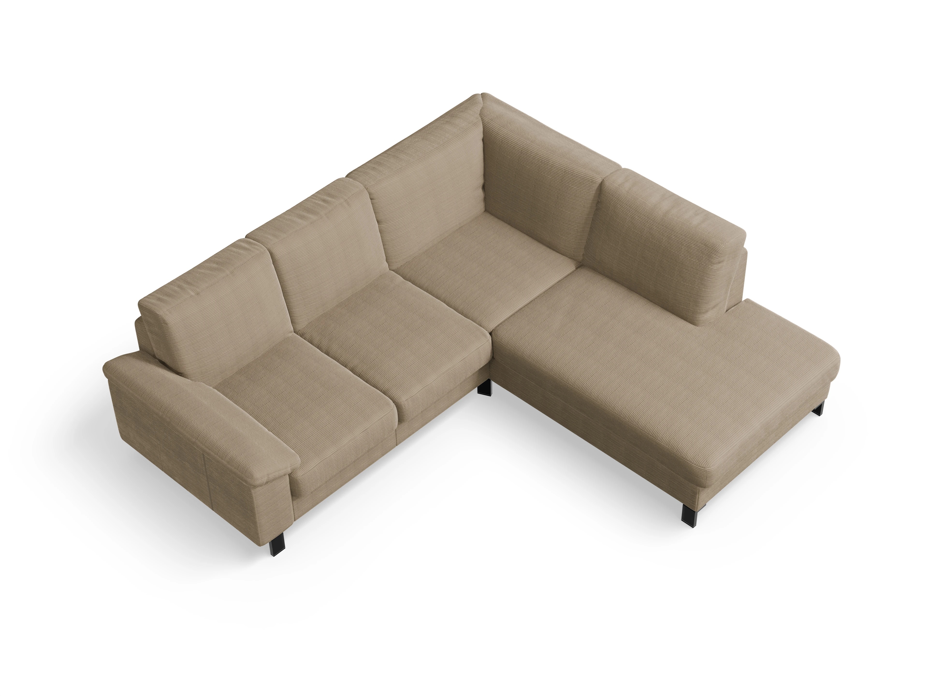 Casco Ecksofa UM Small R Ansicht des Produktes Casco 2.0 Ecksofa rechts Abschluss offen in Stoff Braun