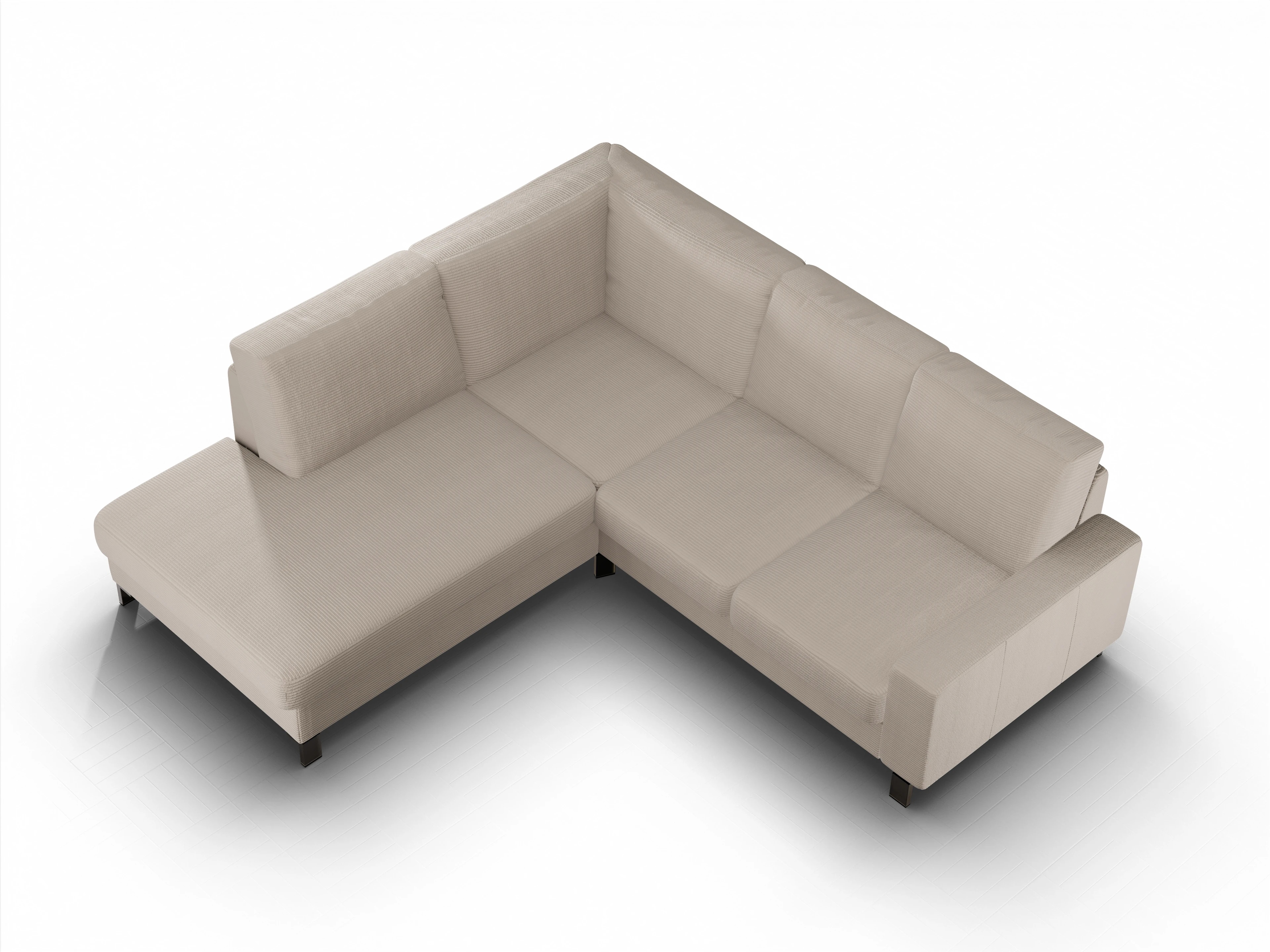 Ansicht des Produktes Casco 2.0 Ecksofa links Abschluss offen in Stoff Braun