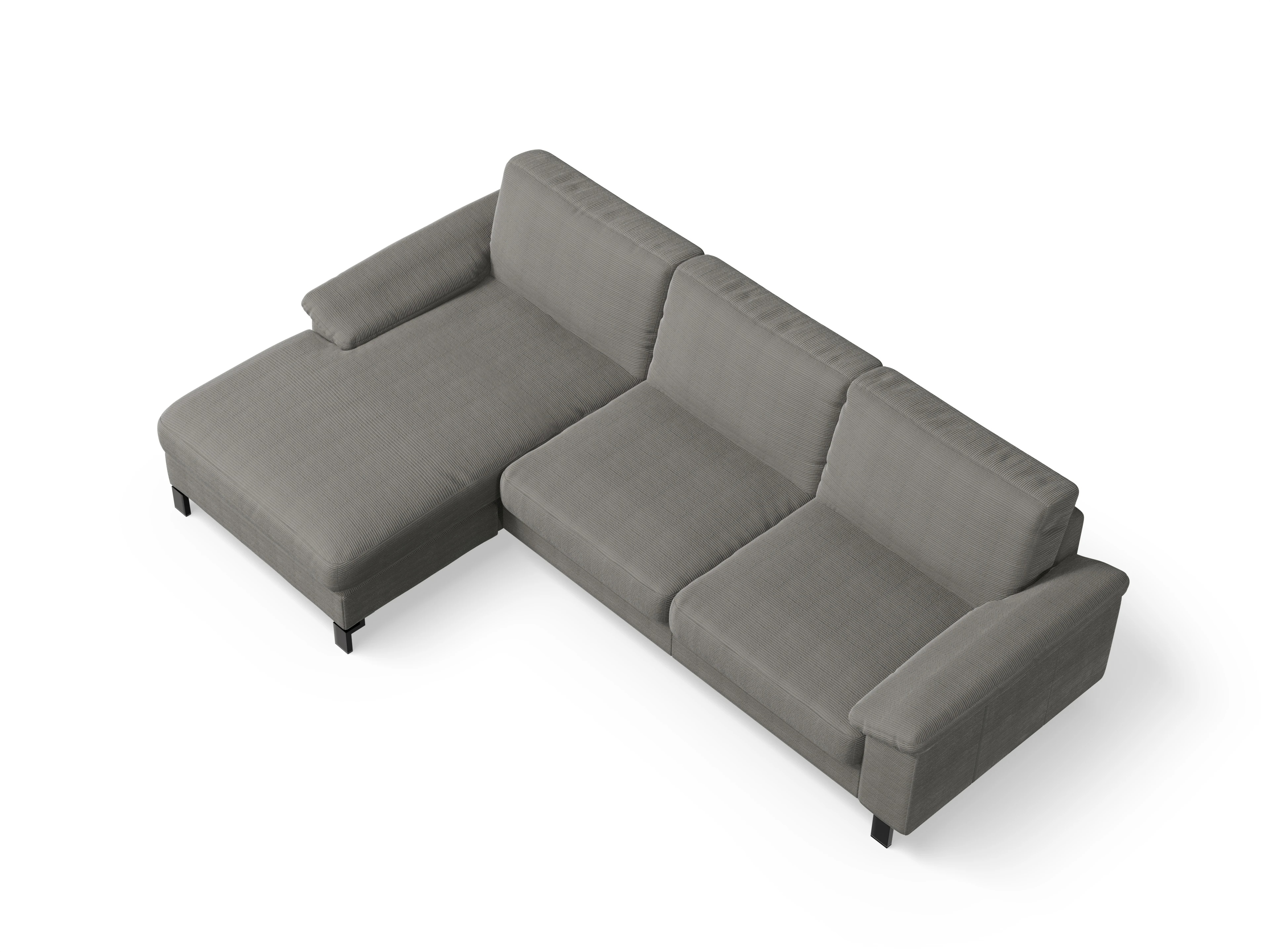 Ansicht des Produktes Casco 2.0 Ecksofa links Abschluss offen in Stoff Grau