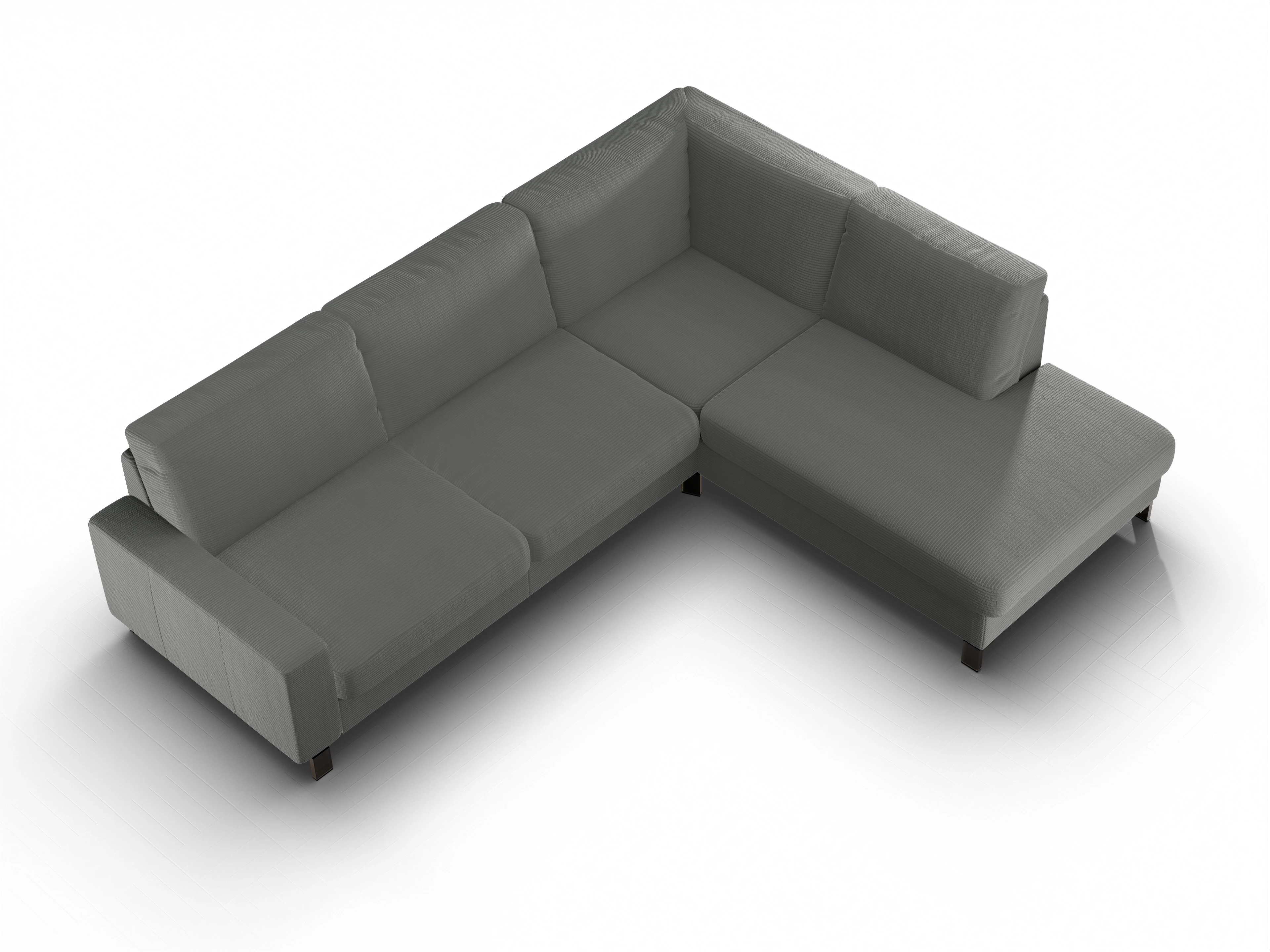 Ansicht des Produktes Casco 2.0 Ecksofa rechts Abschluss offen in Stoff Grau