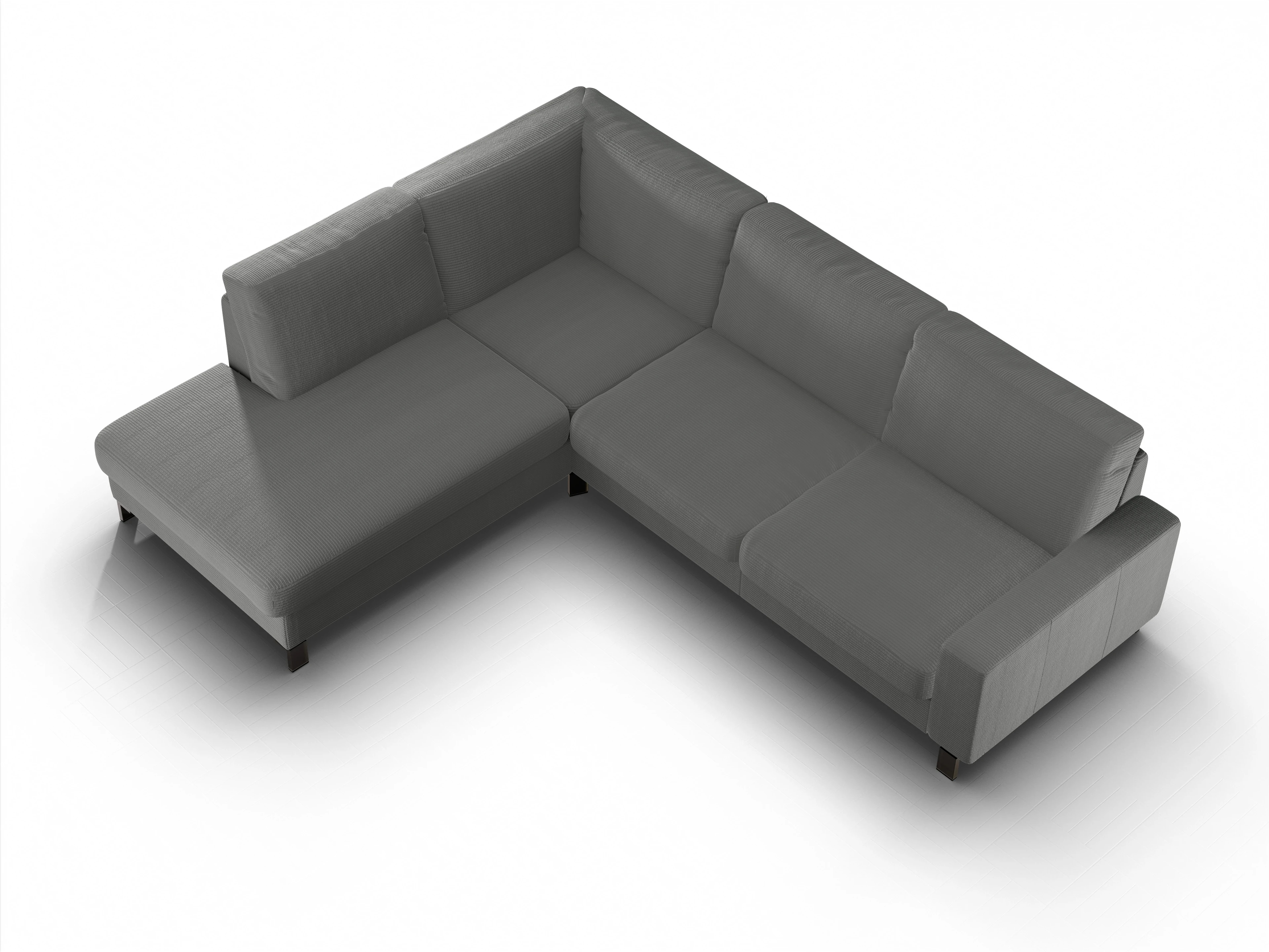 Ansicht des Produktes Casco 2.0 Ecksofa links Abschluss offen in Stoff Grau