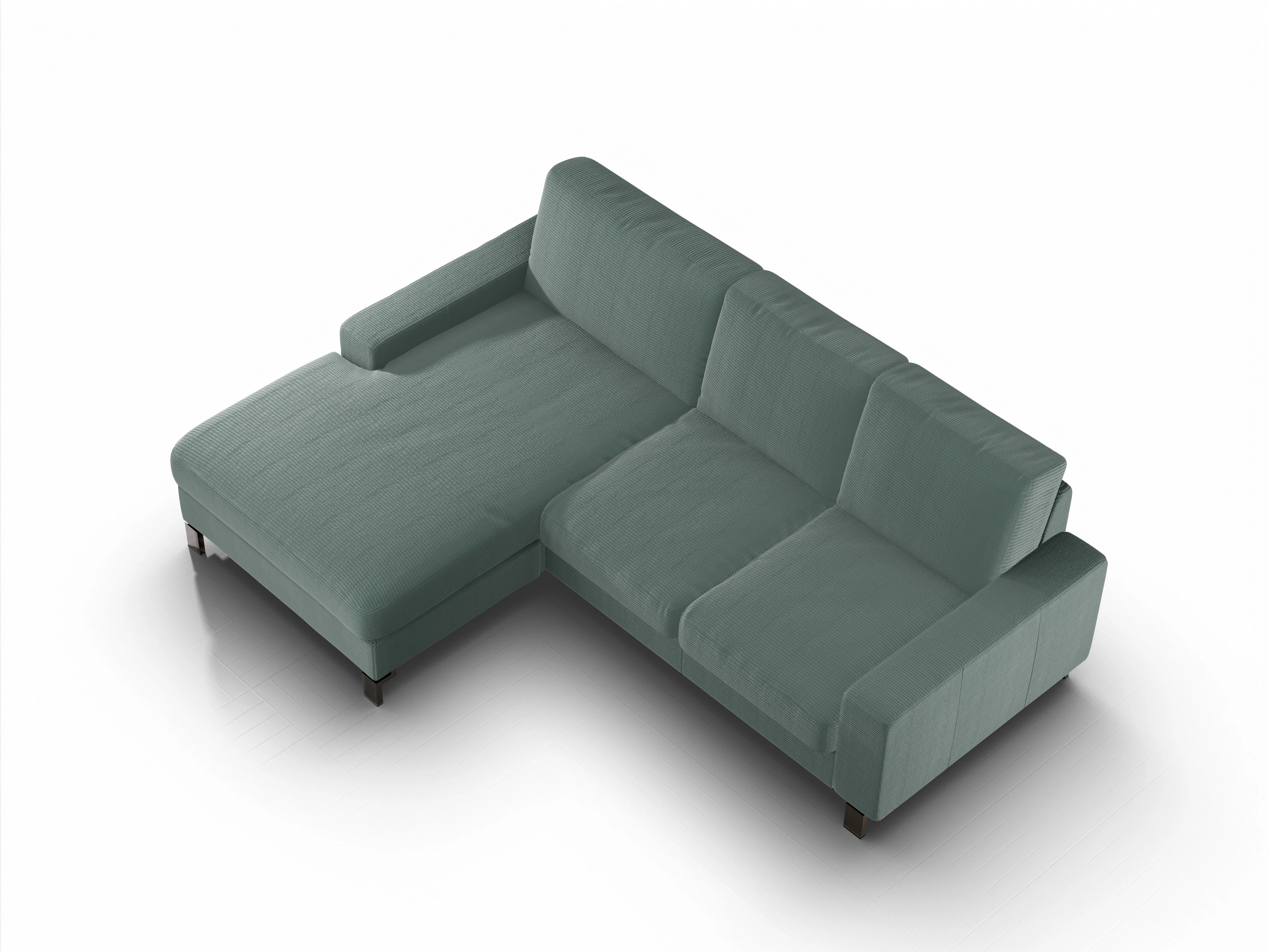 Ansicht des Produktes Casco 2.0 Ecksofa links Abschluss offen in Stoff Grün